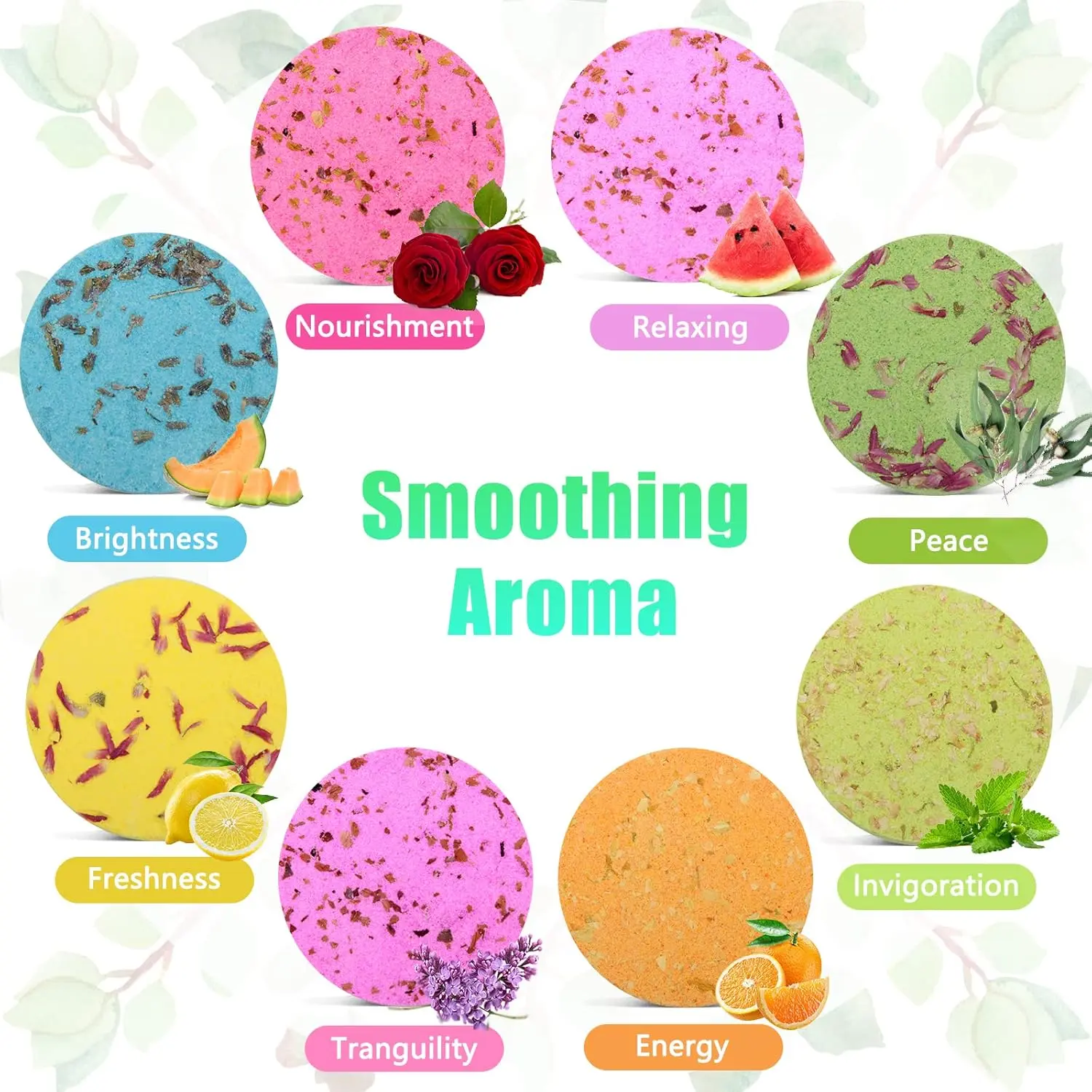 This aromatherapy shower steamers gift set features eight bath bombs with natural essential oils for a relaxing home spa experience and soul relaxation, making it a perfect gift for any occasion and anyone.