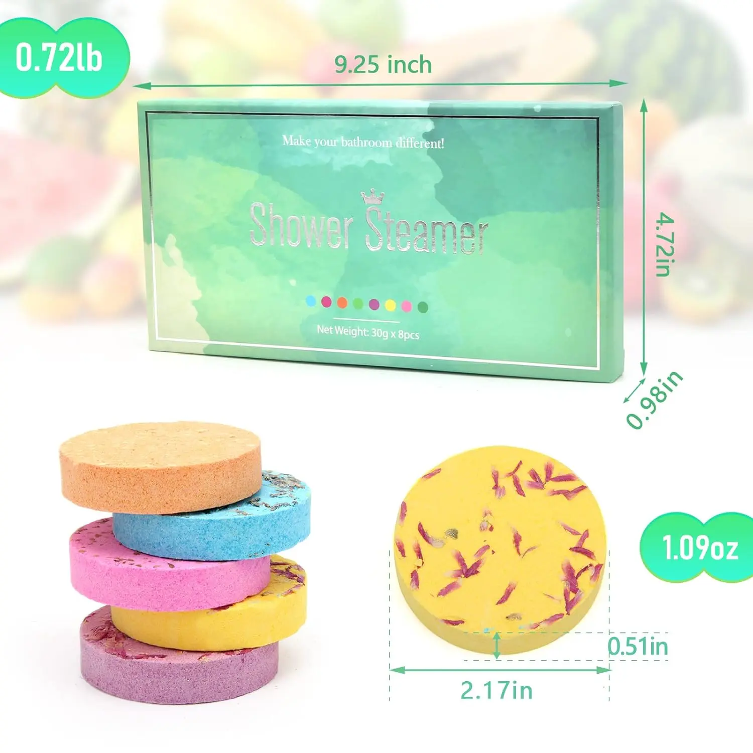 This aromatherapy shower steamers gift set features eight bath bombs with natural essential oils for a relaxing home spa experience and soul relaxation, making it a perfect gift for any occasion and anyone.