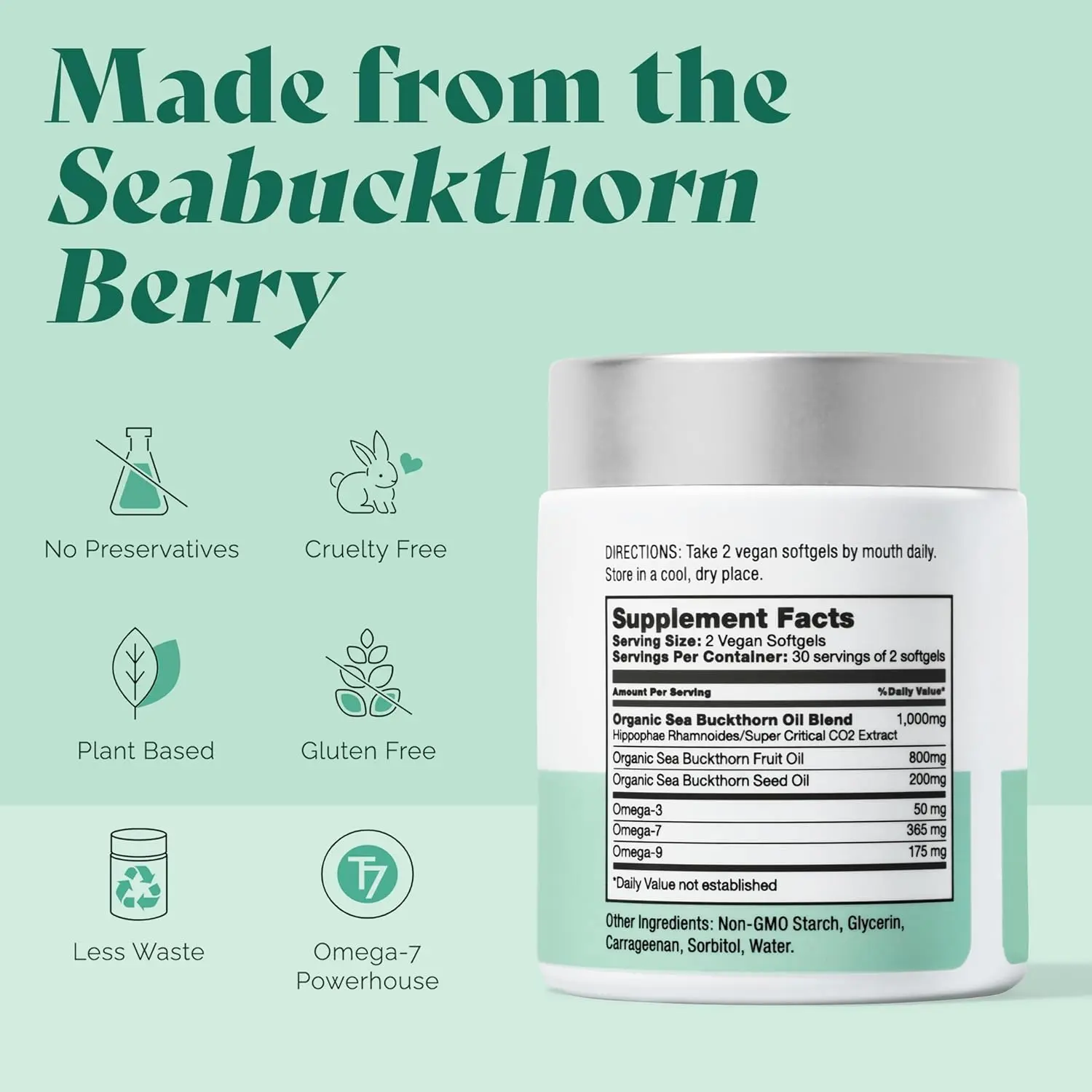 Sibu Beauty Femininity vaginal moisture supplement contains omega-7 for feminine health.