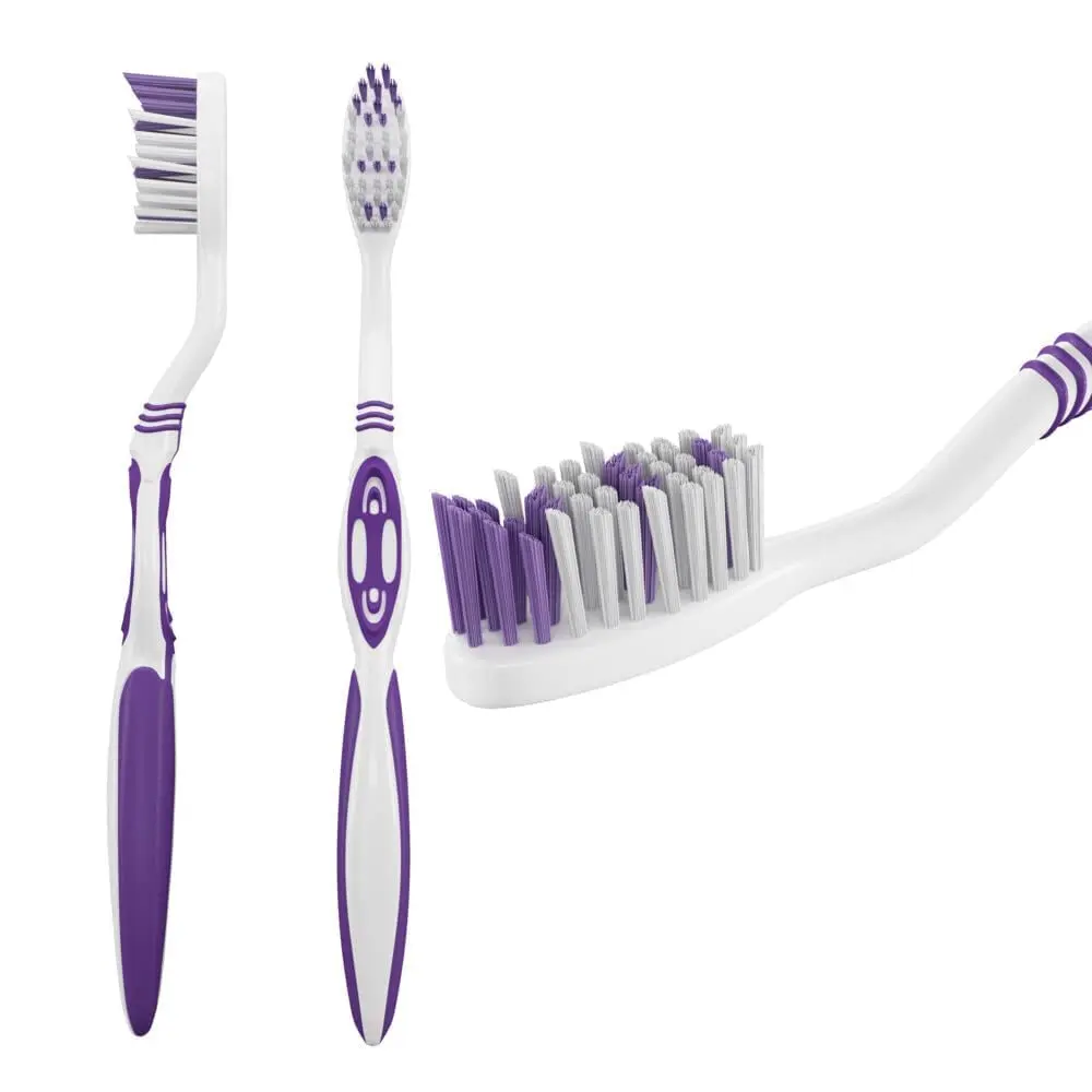 A medium bristle SIGNAL Triple Protection toothbrush, designed for gentle plaque removal and gum massage.