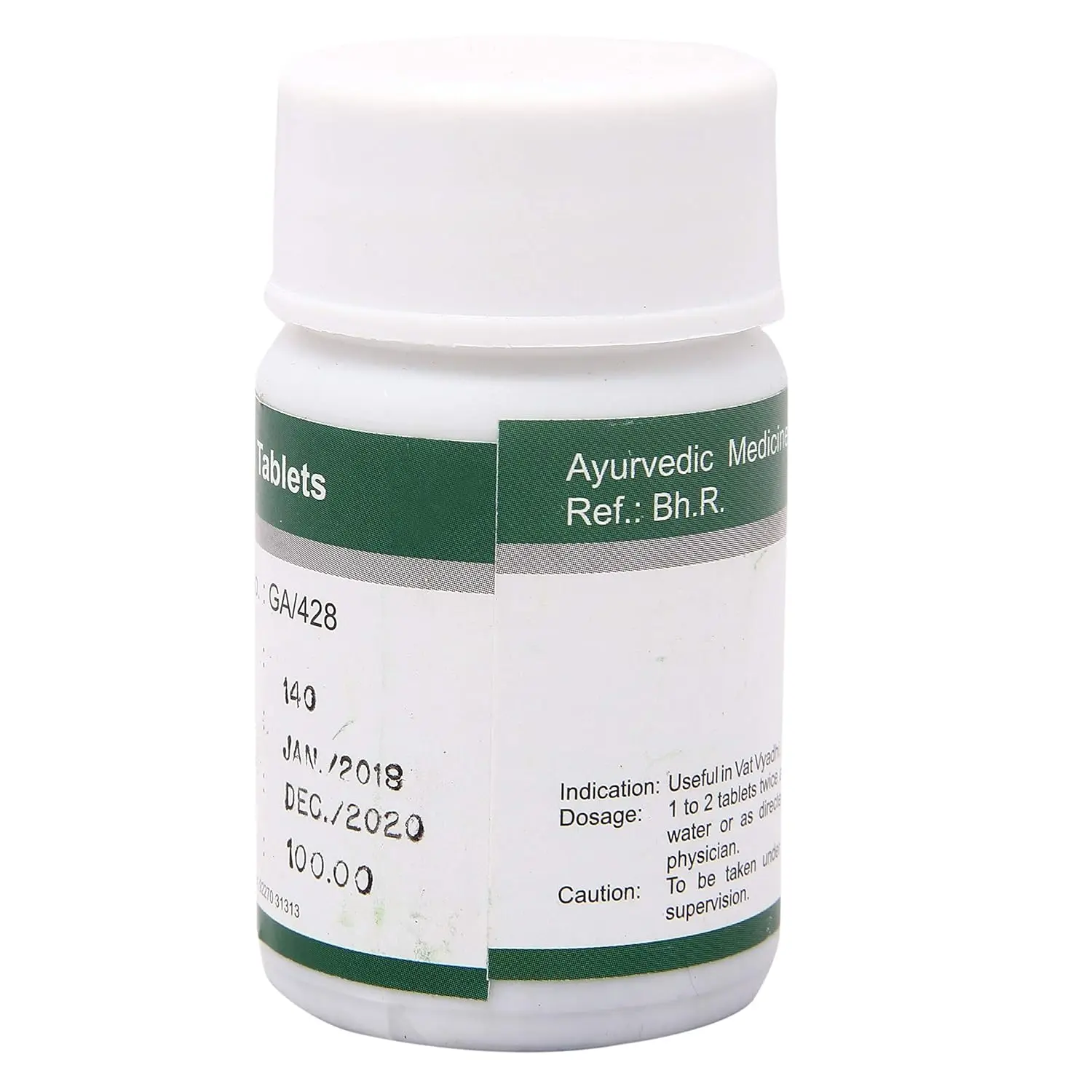 A bottle of Dhanvantari Simhnad Guggulu, an Ayurvedic medicine in tablet form, containing 60 tablets per package.