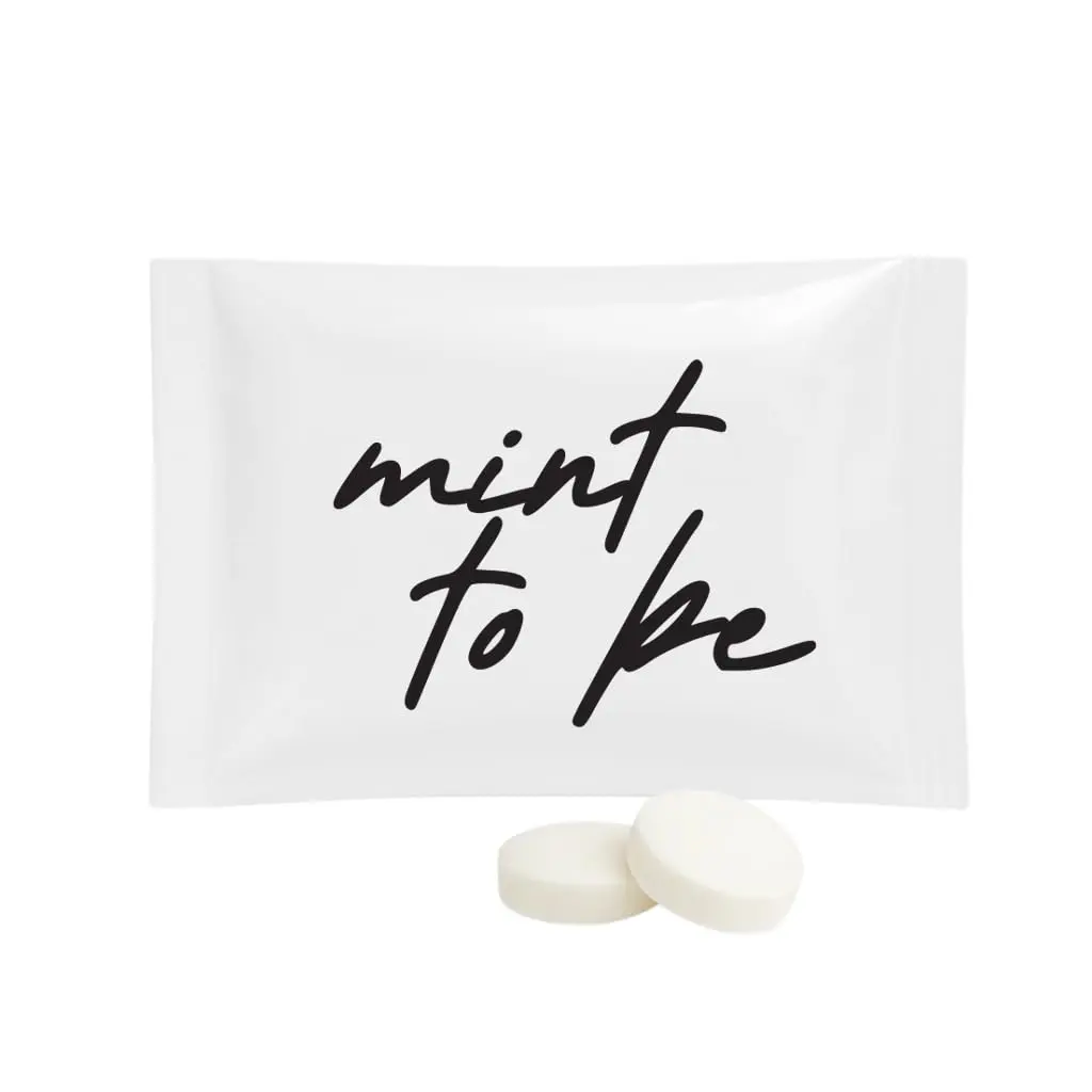 Individually wrapped peppermint mints made with real peppermint oil are perfect as wedding favors or bridal shower gifts.