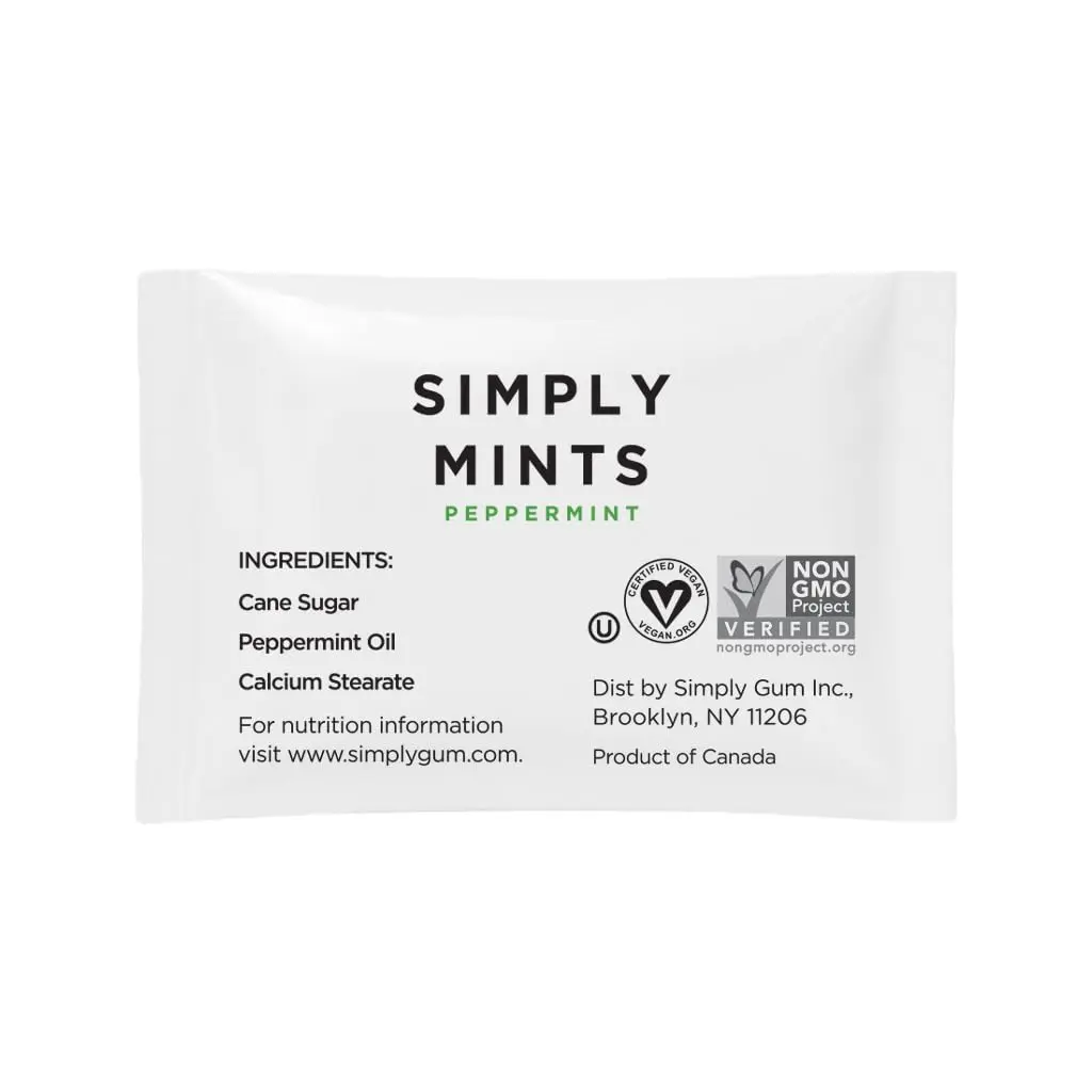 Individually wrapped peppermint mints made with real peppermint oil are perfect as wedding favors or bridal shower gifts.