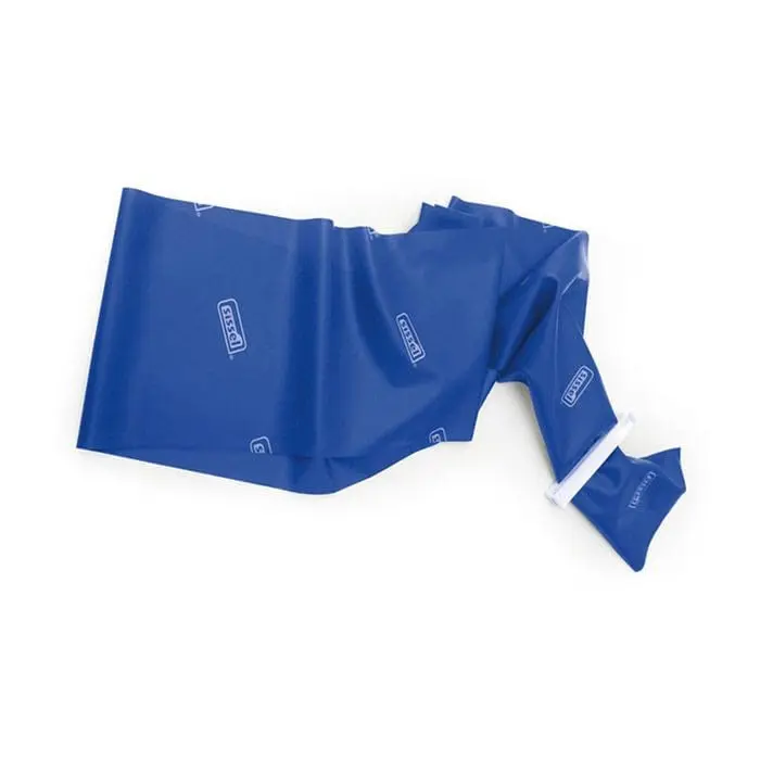 Green Sissel Fun Massager latex band for therapy, movement exercises, and muscle strength for all ages, measuring approximately 7.5cm x 2m and designed for progressive exercise.