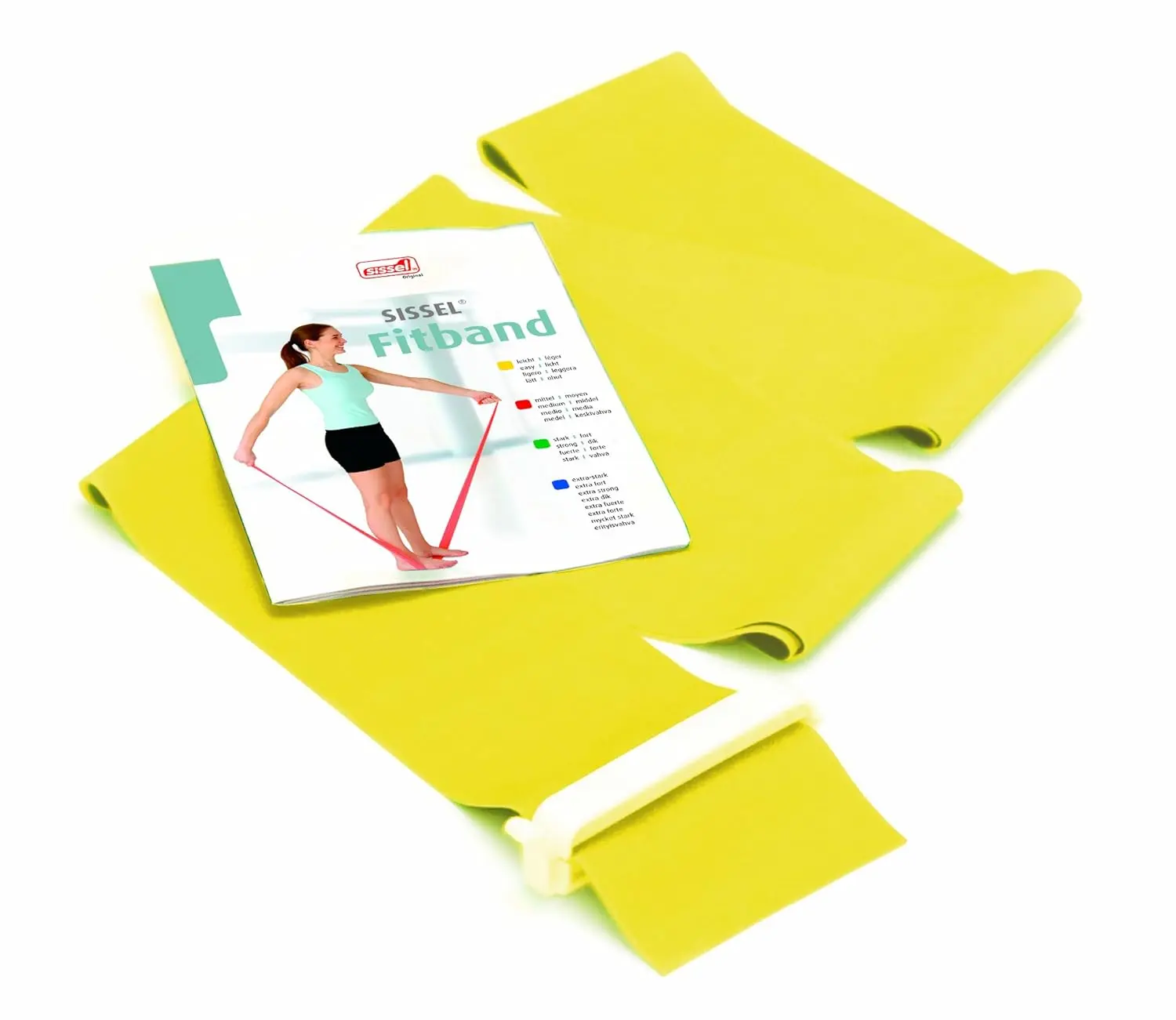 Green Sissel Fun Massager latex band for therapy, movement exercises, and muscle strength for all ages, measuring approximately 7.5cm x 2m and designed for progressive exercise.