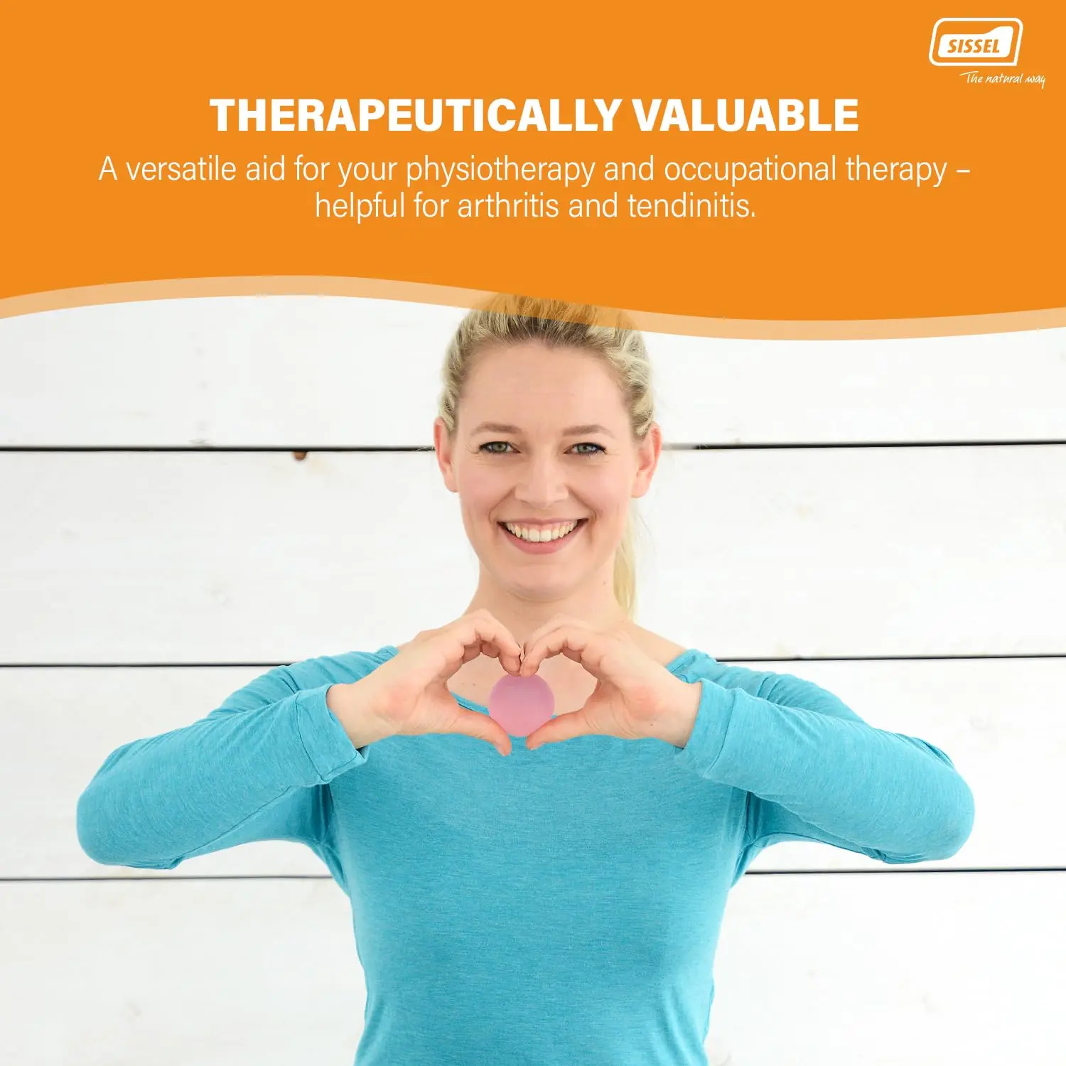 The pink SISSEL Press Egg provides light resistance for hand and forearm muscle building and improved flexibility, perfect for physical therapy and rehabilitation.