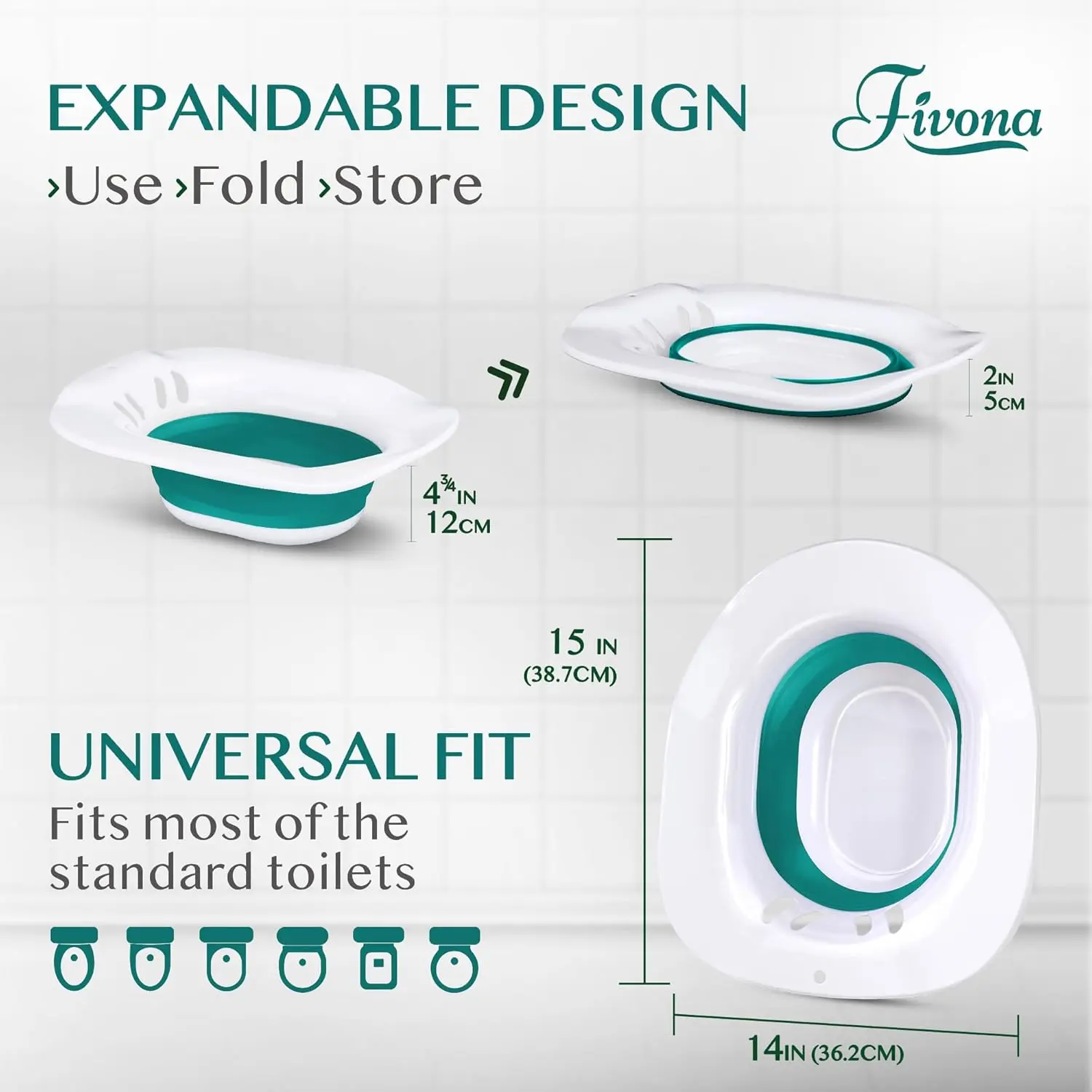 Fivona sitz bath seat provides soothing relief and speeds up postpartum recovery while offering hemorrhoid treatment with its unisex and universal fit over the toilet.