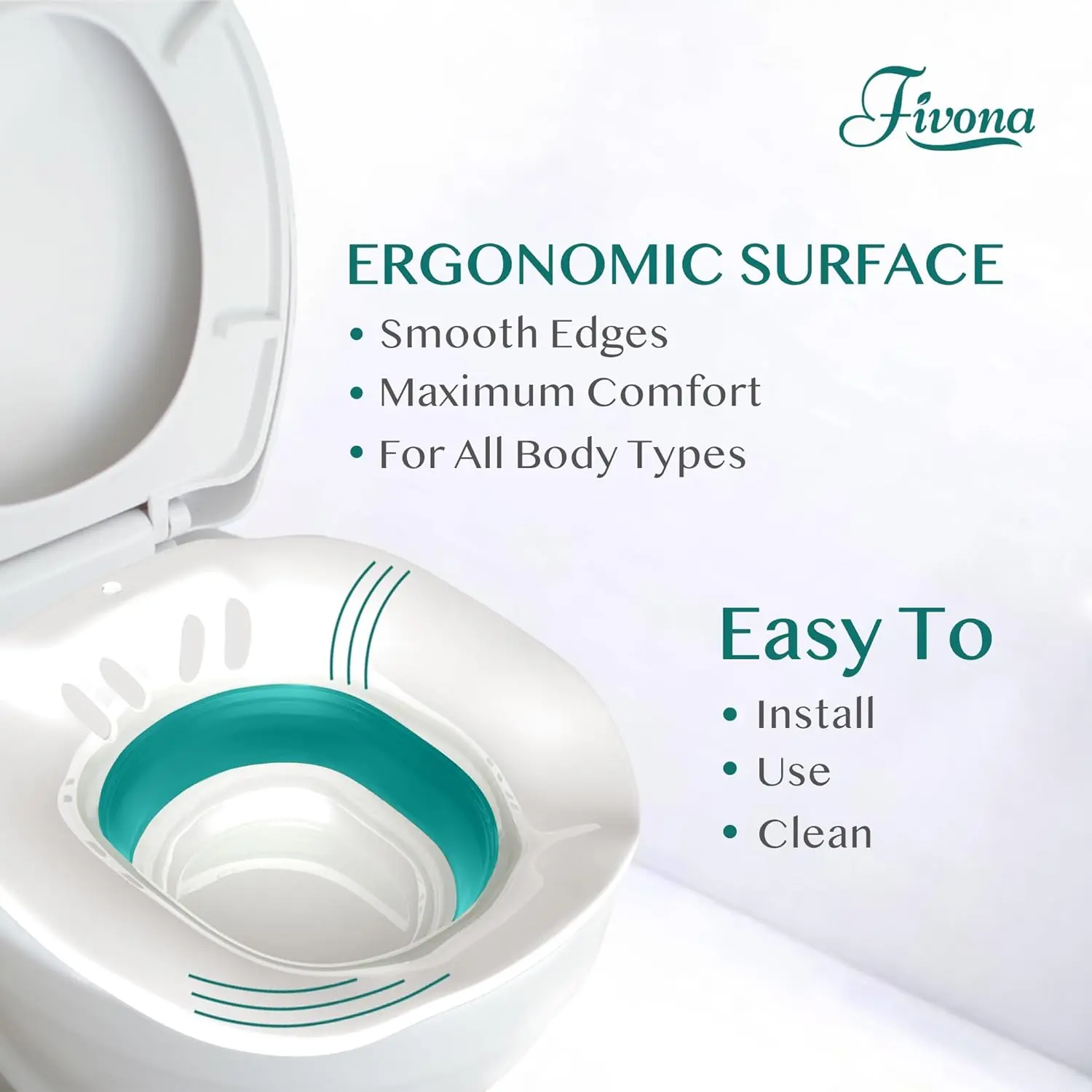 Fivona sitz bath seat provides soothing relief and speeds up postpartum recovery while offering hemorrhoid treatment with its unisex and universal fit over the toilet.