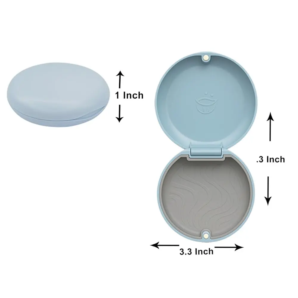 Sky blue Dentosmile slim aligner case is perfect for storing orthodontic retainers and aligners, featuring a magnetic closure and portable design.