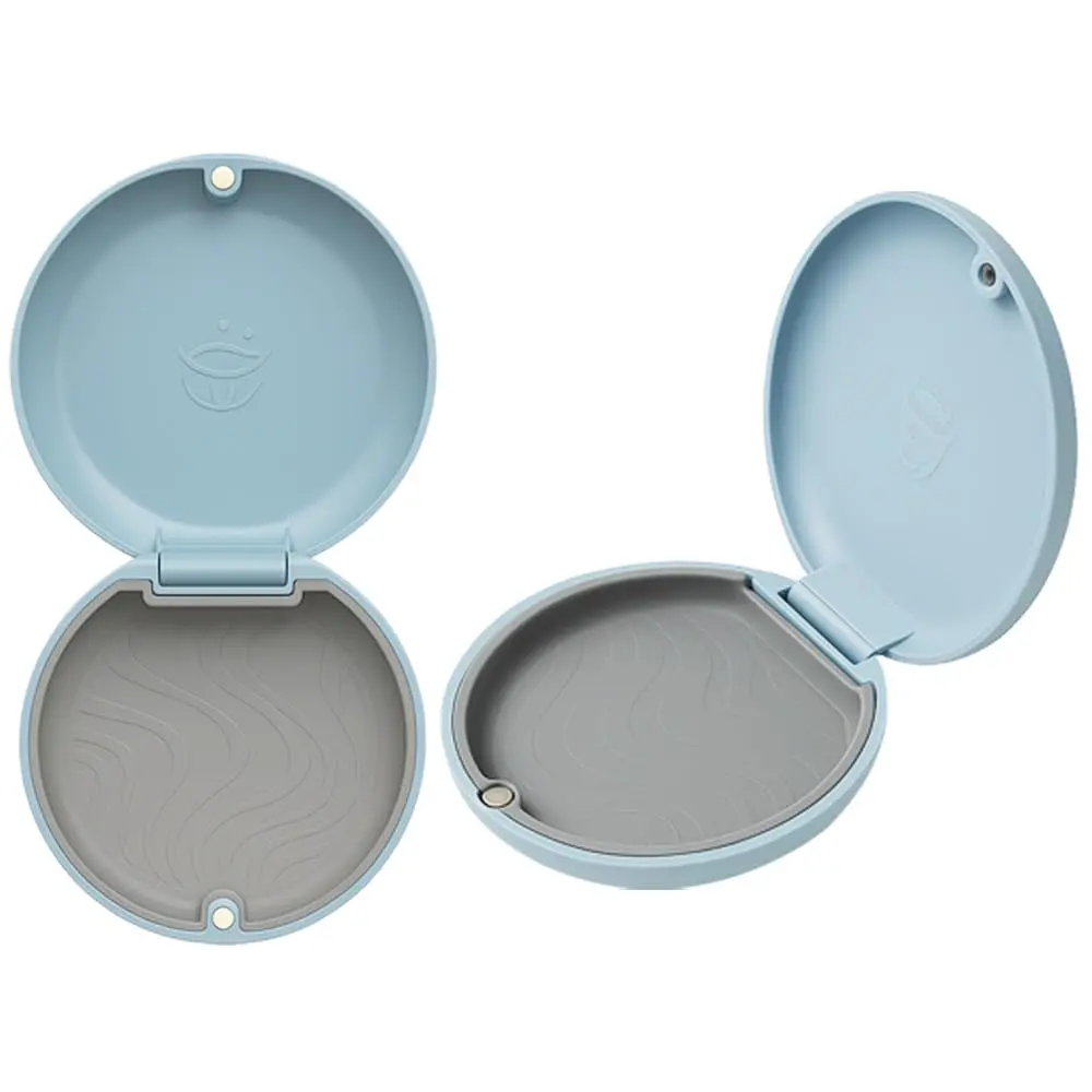 Sky blue Dentosmile slim aligner case is perfect for storing orthodontic retainers and aligners, featuring a magnetic closure and portable design.