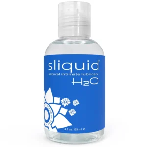 A bottle of Sliquid Naturals H2O body lubricant for enhanced pleasure and comfort.