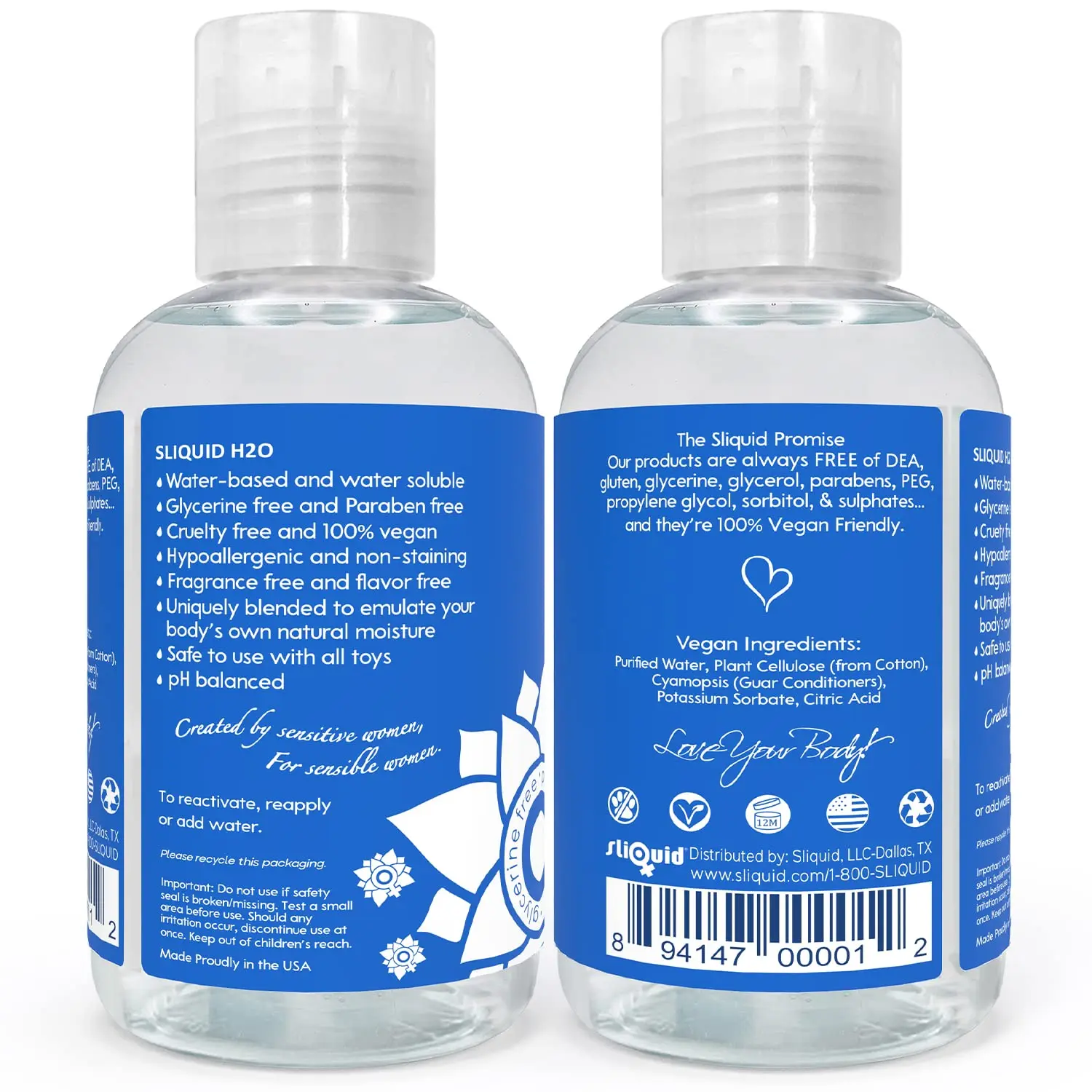 A bottle of Sliquid Naturals H2O body lubricant for enhanced pleasure and comfort.