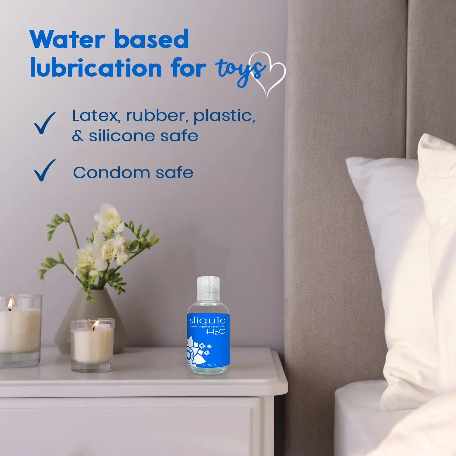A bottle of Sliquid Naturals H2O body lubricant for enhanced pleasure and comfort.