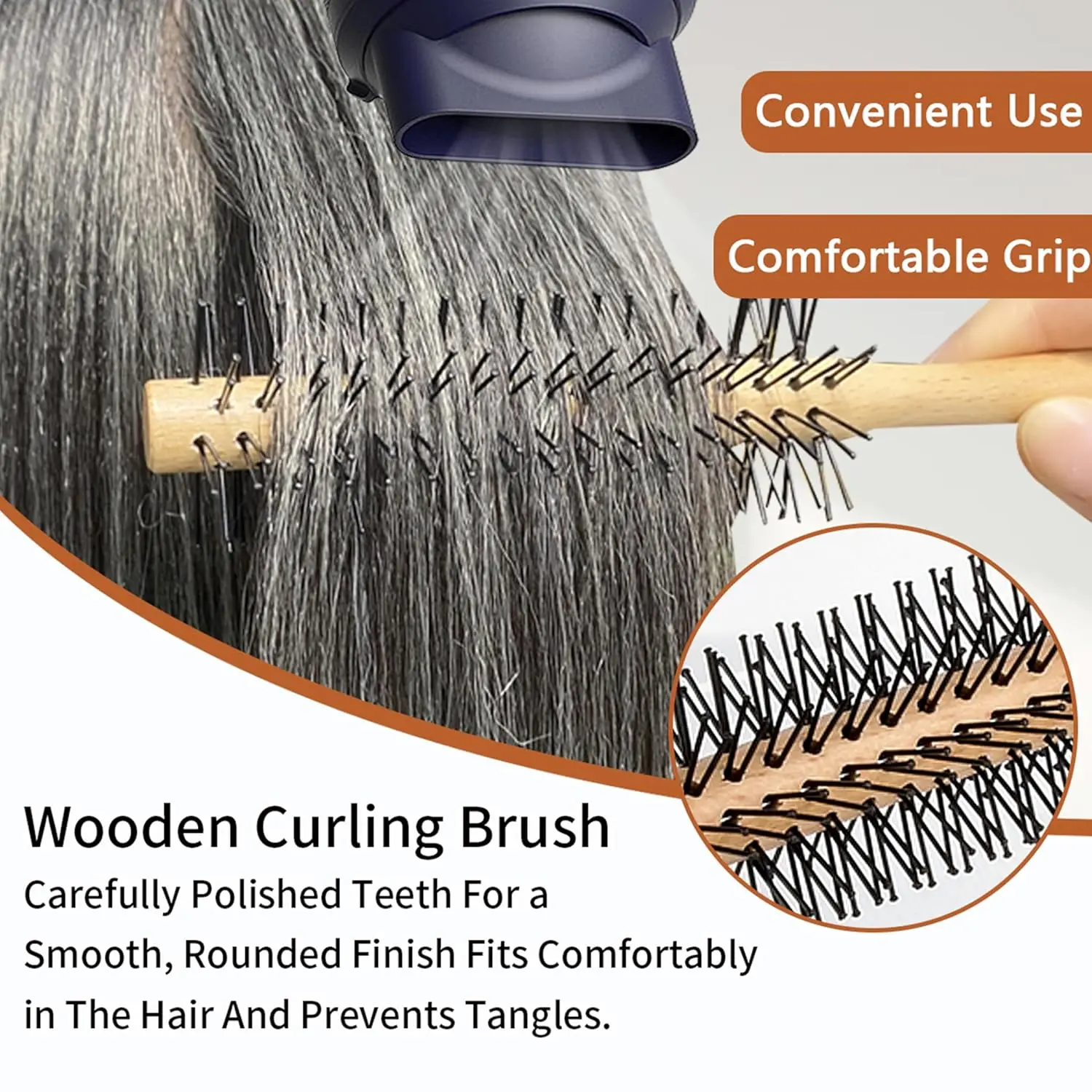 This small round wooden brush is perfect for styling short hair, beards, creating curls and adding volume.