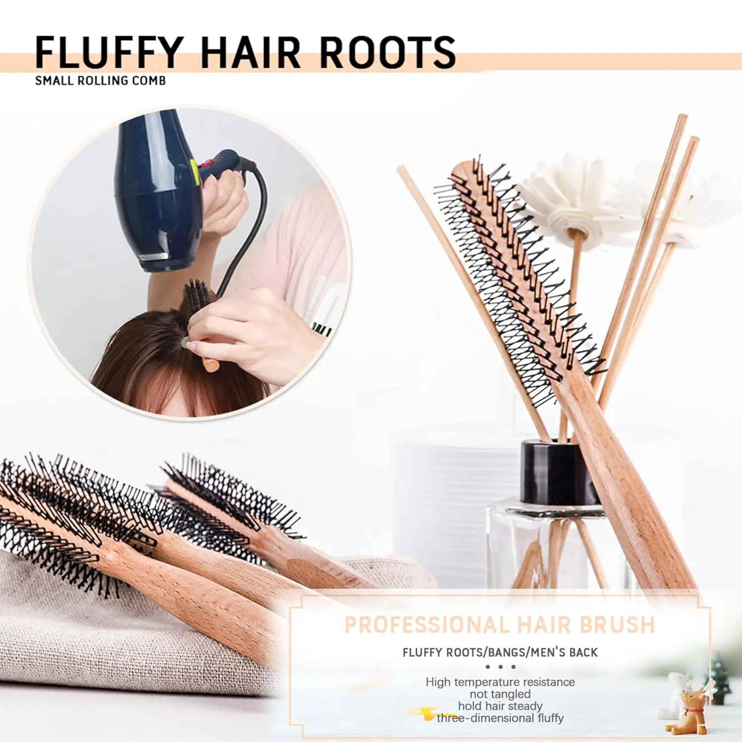 This small round wooden brush is perfect for styling short hair, beards, creating curls and adding volume.