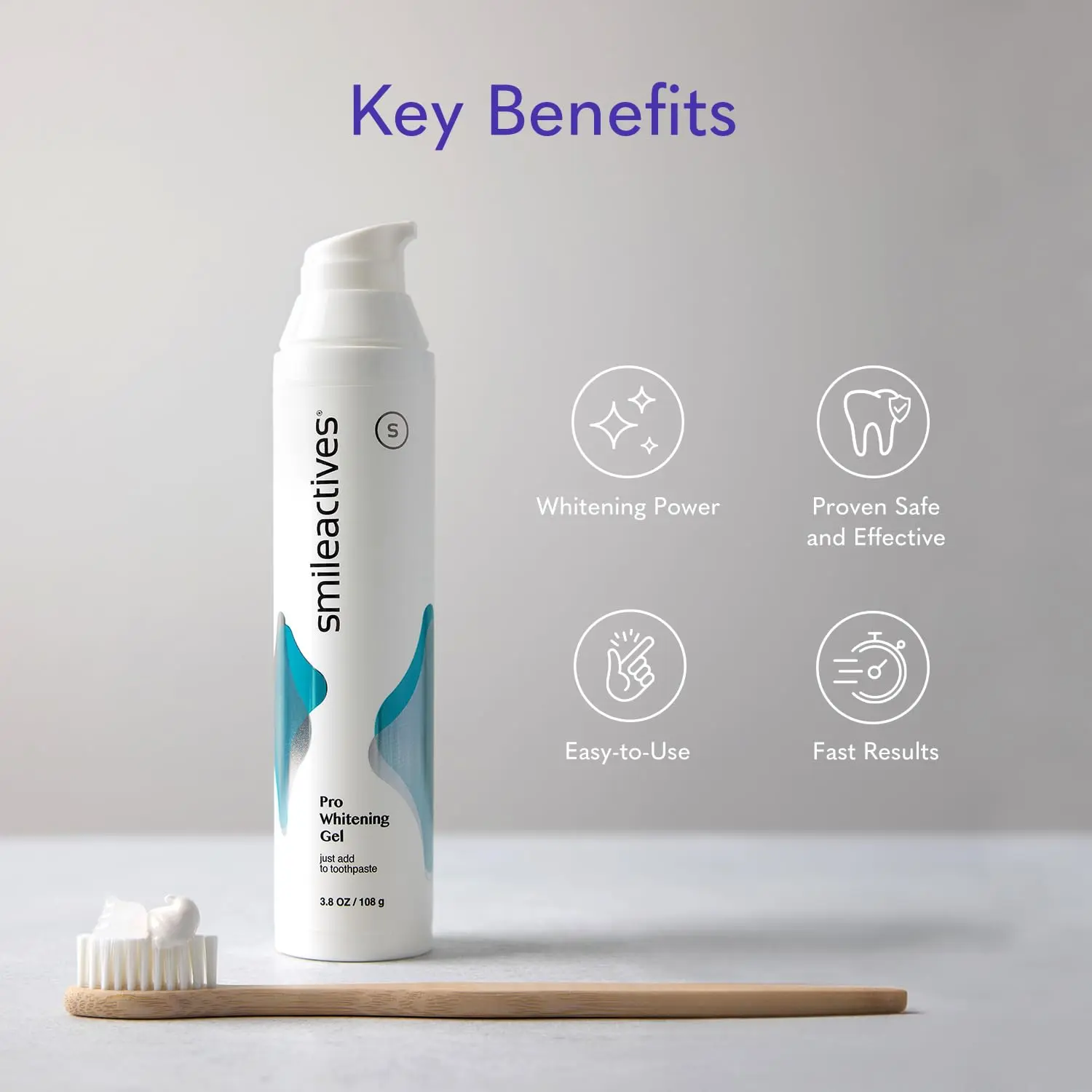 Smileactives whitening gel whitens teeth with Polyclean Technology, removing stains for a brighter, more confident smile in just 7 days.