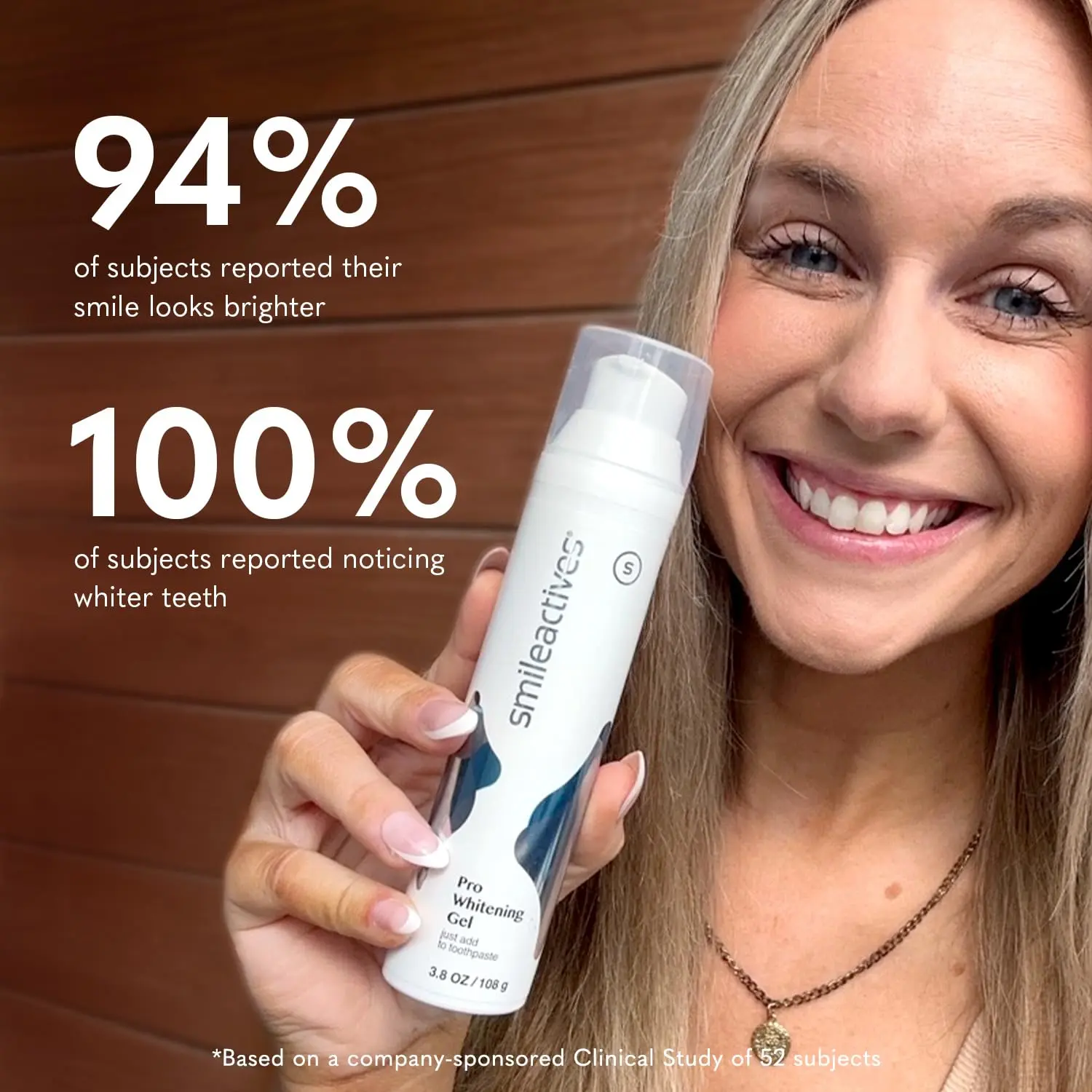 Smileactives whitening gel whitens teeth with Polyclean Technology, removing stains for a brighter, more confident smile in just 7 days.