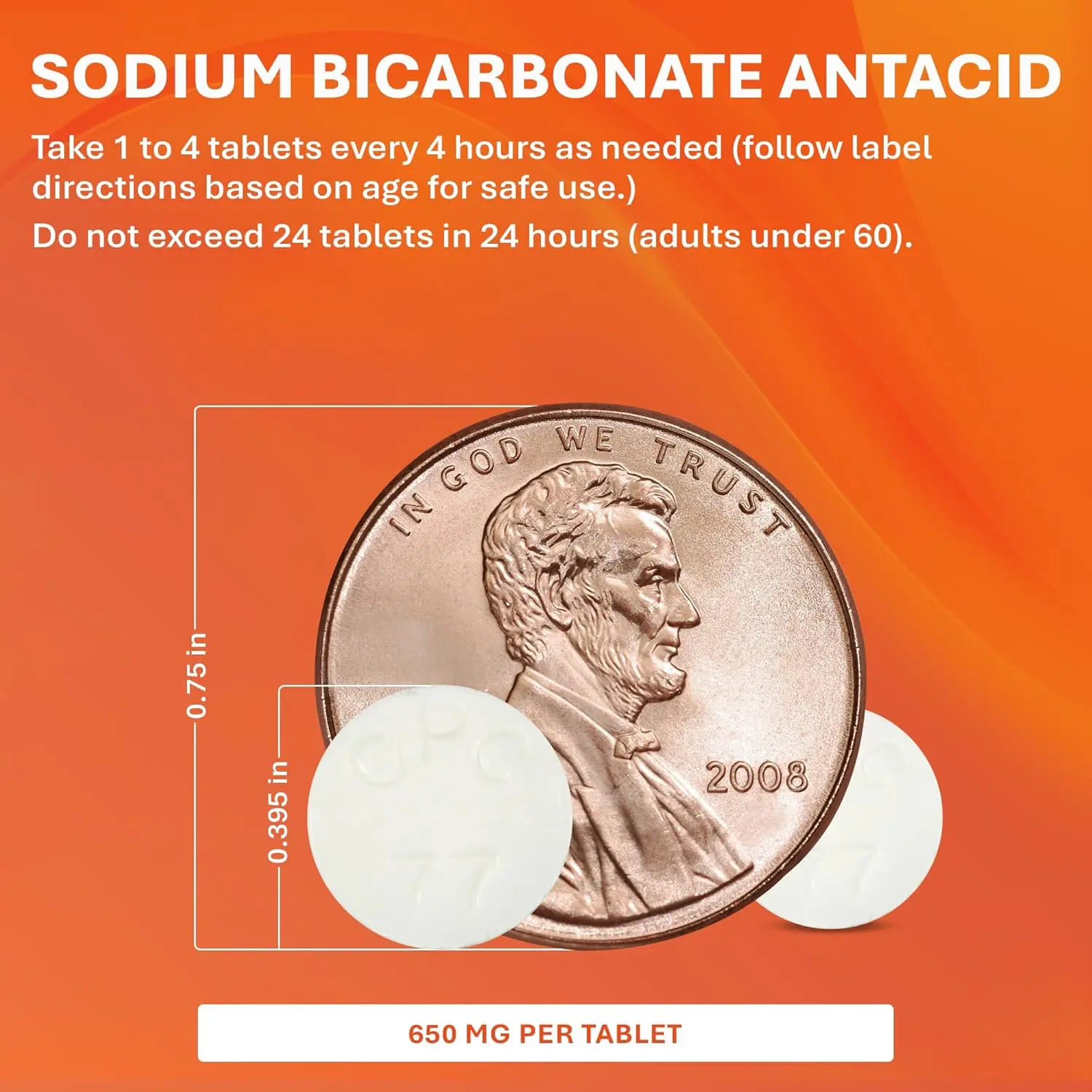 A bottle of 1000 sugar-free and alcohol-free Rugby Laboratories Sodium Bicarbonate antacid tablets provides heartburn relief in hygienic packaging.
