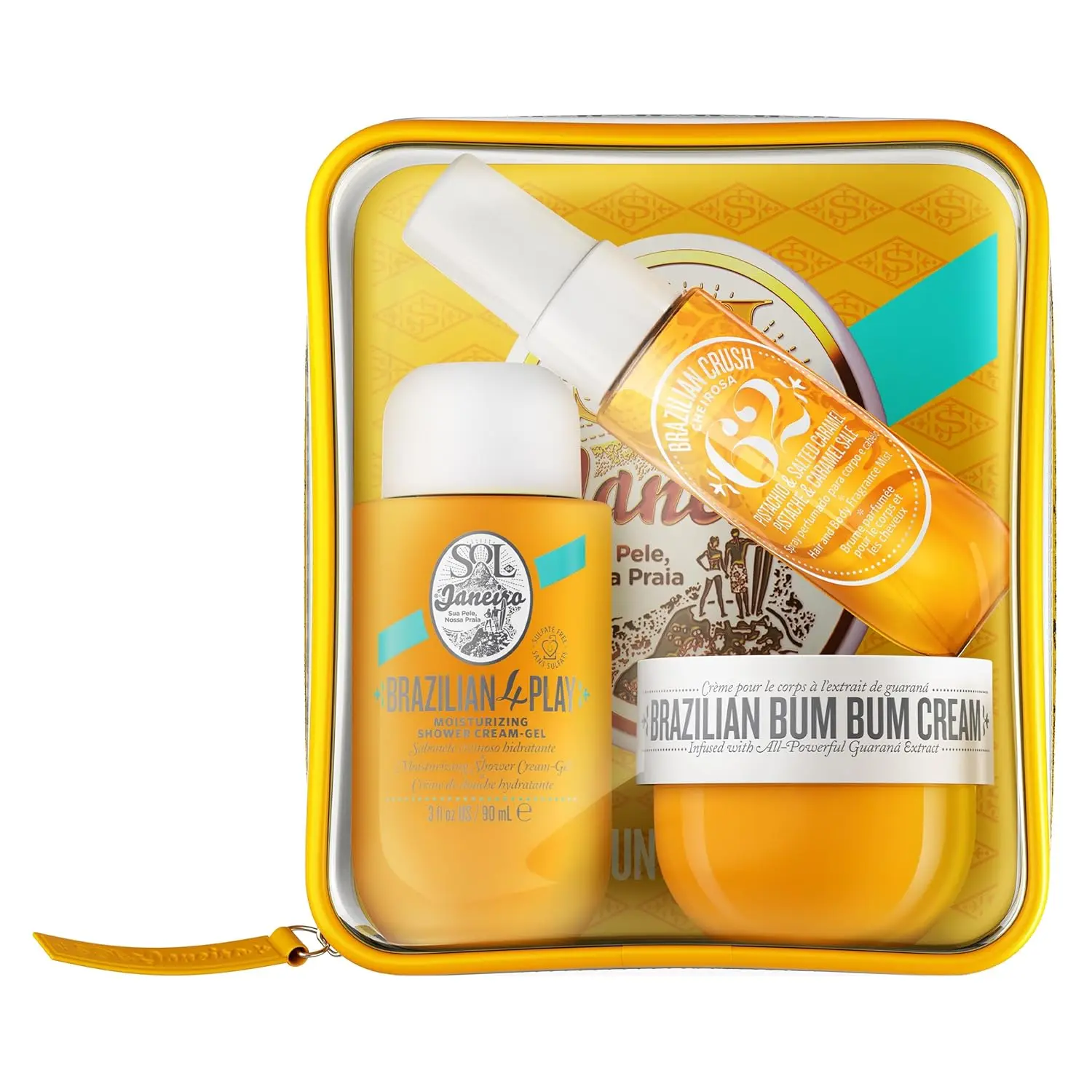 Sol de Janeiro Bum Bum Jet Set, a 3 piece travel-sized fragrance gift set with a warm gourmand scent.