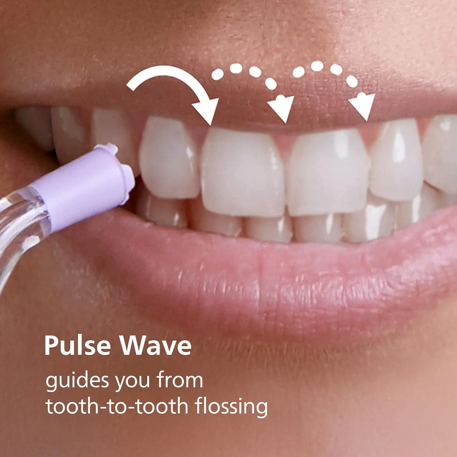 Black SONICARE cordless power flosser featuring quad stream technology for effective cleaning between teeth and along the gumline, complete with charging cable and nozzle attachments.