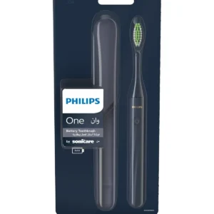 The Philips Sonicare One Midnight Blue battery toothbrush offers micro-vibrations and a two-minute timer for a brighter smile on the go, complete with a travel case.