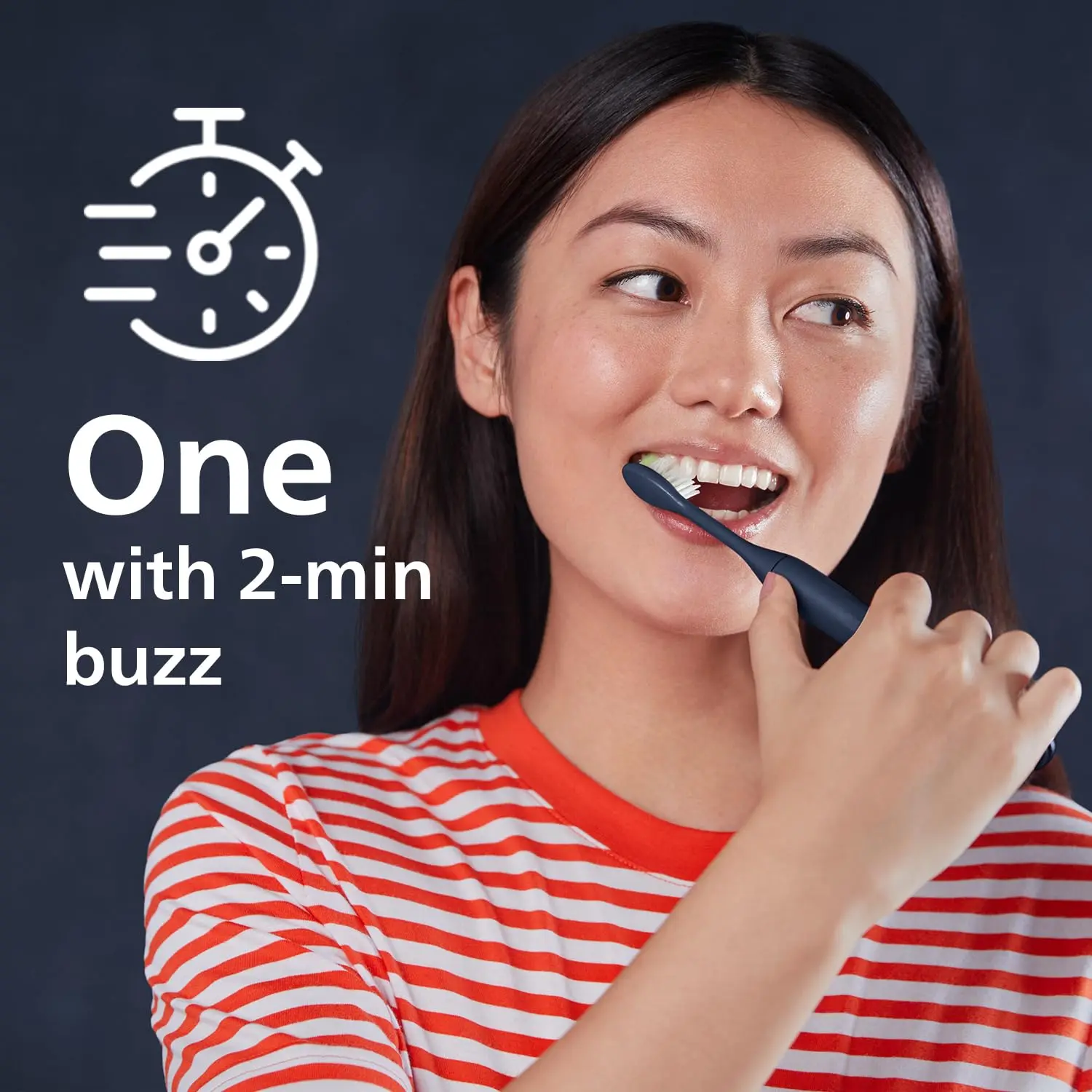 The Philips Sonicare One Midnight Blue battery toothbrush offers micro-vibrations and a two-minute timer for a brighter smile on the go, complete with a travel case.