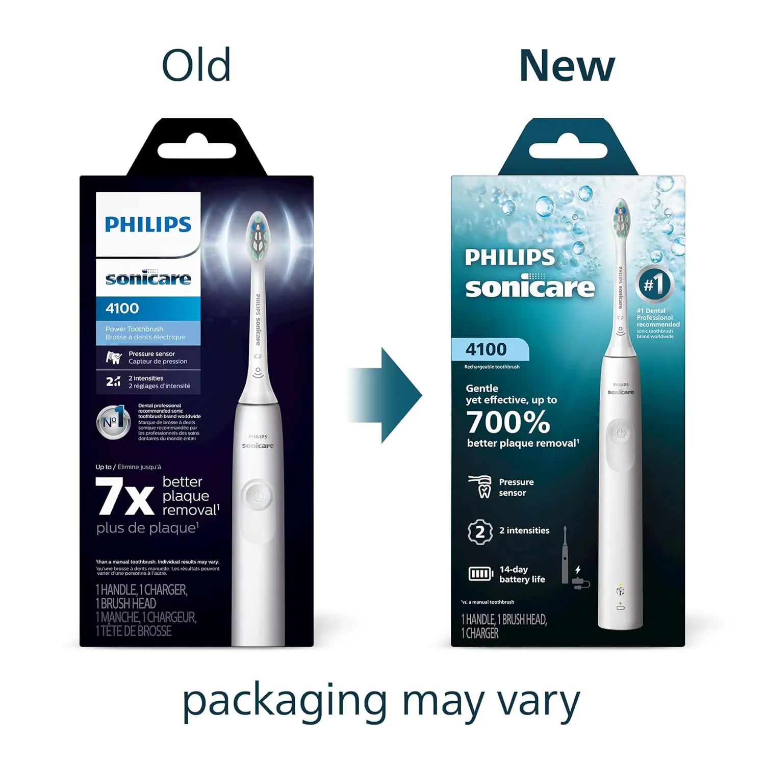 The Philips Sonicare 4100 electric toothbrush in white provides advanced plaque removal and gentle gum care with its pressure sensor and rechargeable handle.