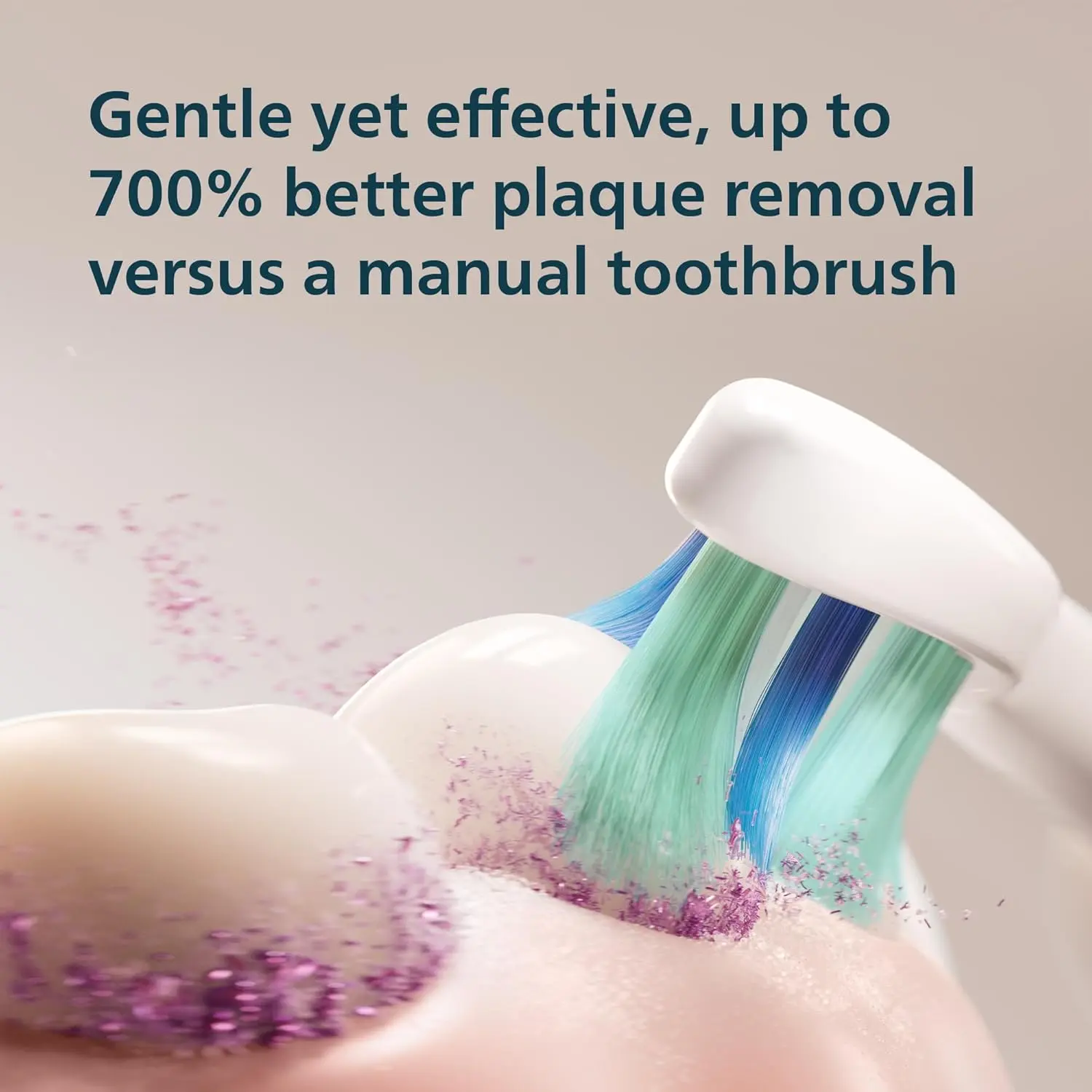 The Philips Sonicare 4100 electric toothbrush in white provides advanced plaque removal and gentle gum care with its pressure sensor and rechargeable handle.