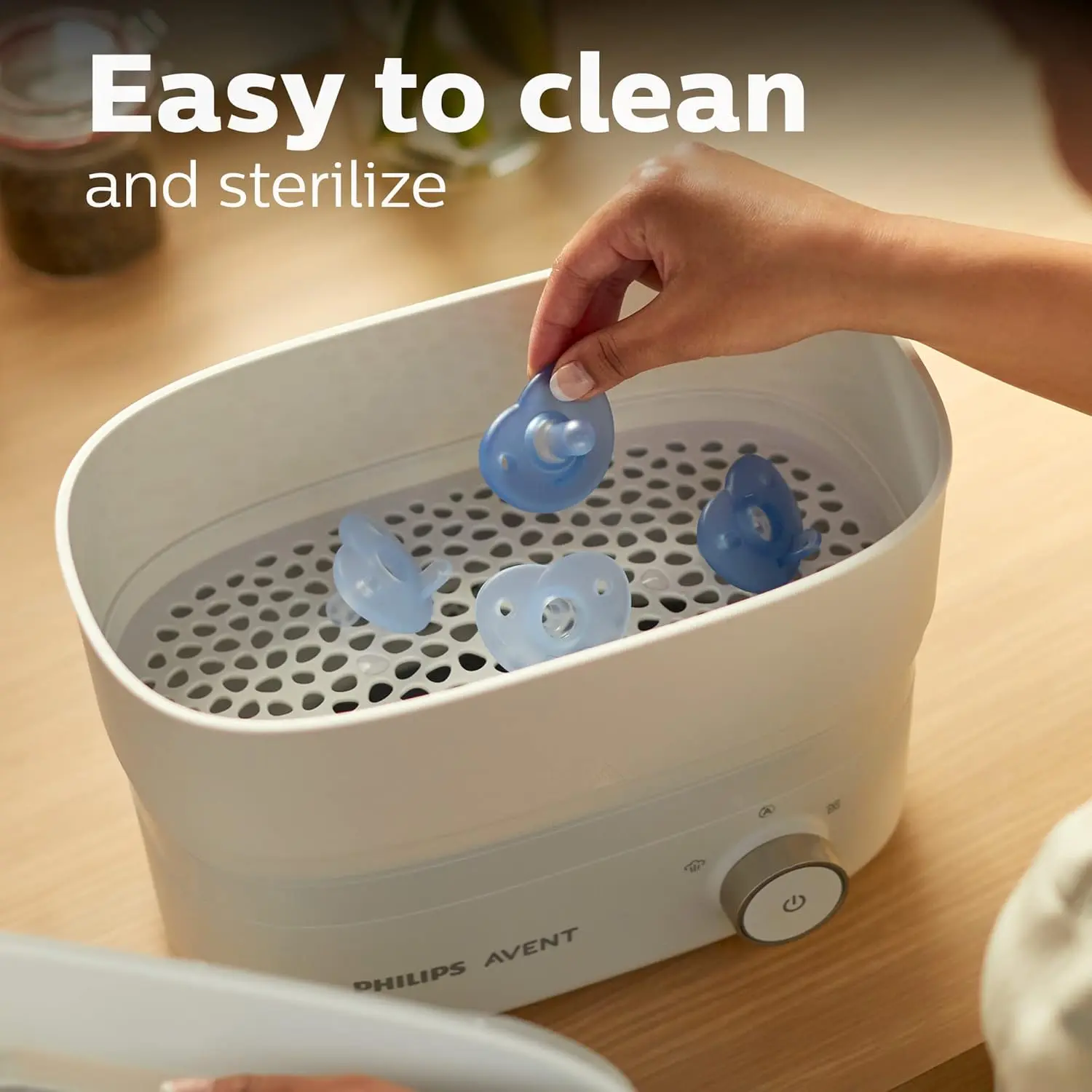 The Philips AVENT Soothie heart-shaped pacifier, in blue and light blue, is a safe and comfortable choice for newborns aged 0-3 months, trusted by hospitals and made from BPA-free silicone.