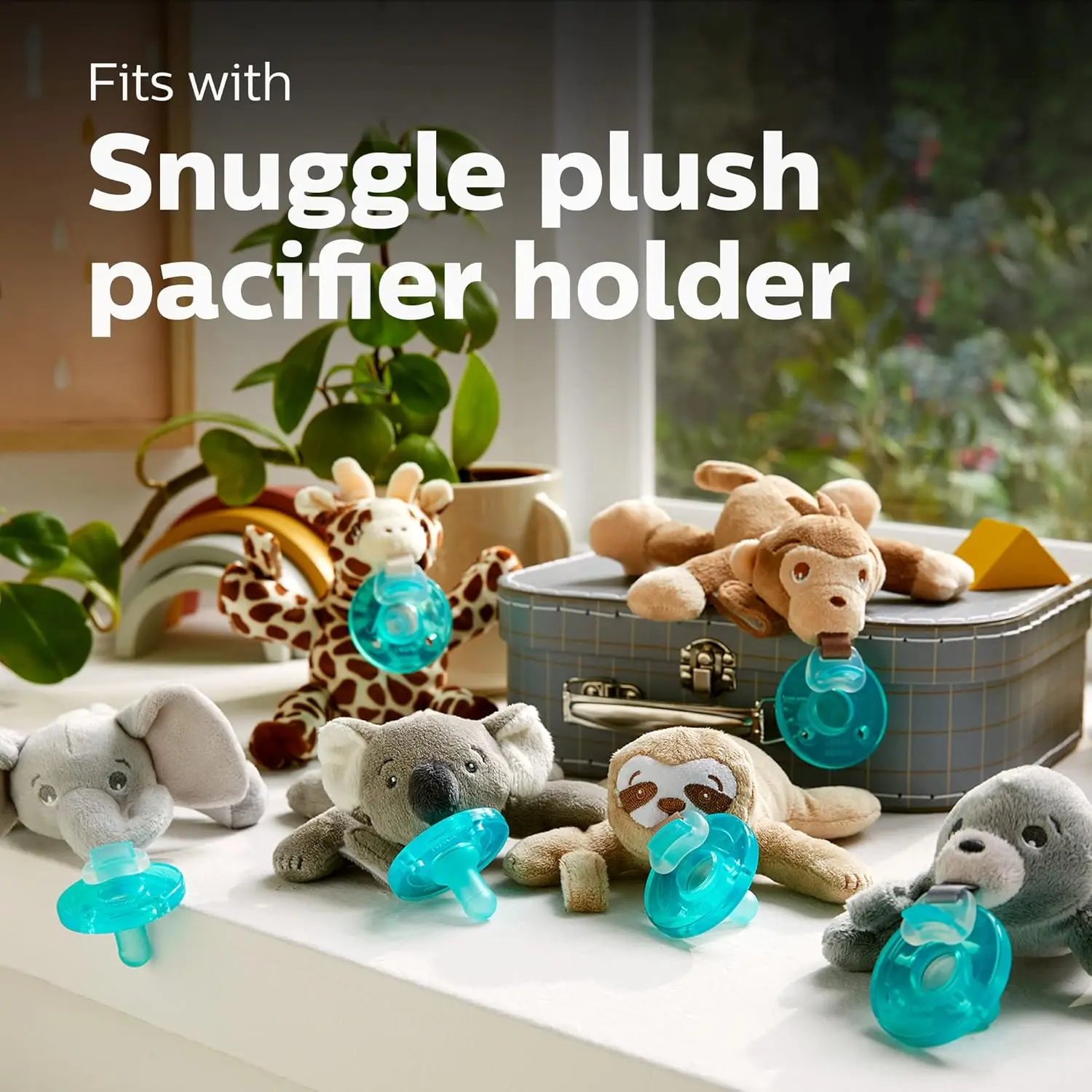 The Philips AVENT Soothie heart-shaped pacifier, in blue and light blue, is a safe and comfortable choice for newborns aged 0-3 months, trusted by hospitals and made from BPA-free silicone.