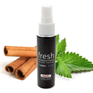 SOVA Fresh night guard spray in cinnamint flavor, designed to clean and freshen your mouthguard.