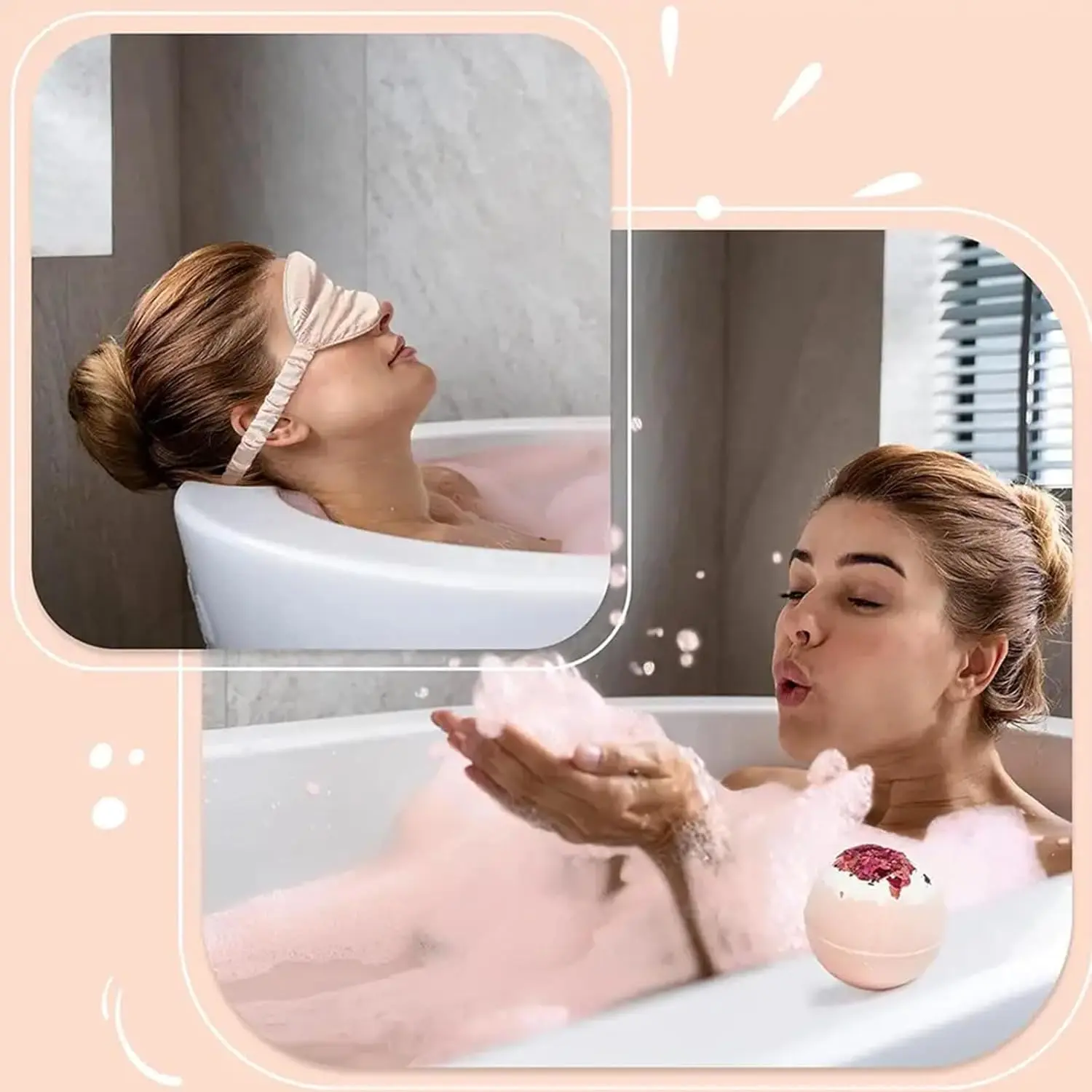 This spa gift set for women includes a tumbler, bath bomb, handmade soap, scented candle, towel, eye mask and gift card perfect for birthday gifts for mom, wife, sister, and best friend.