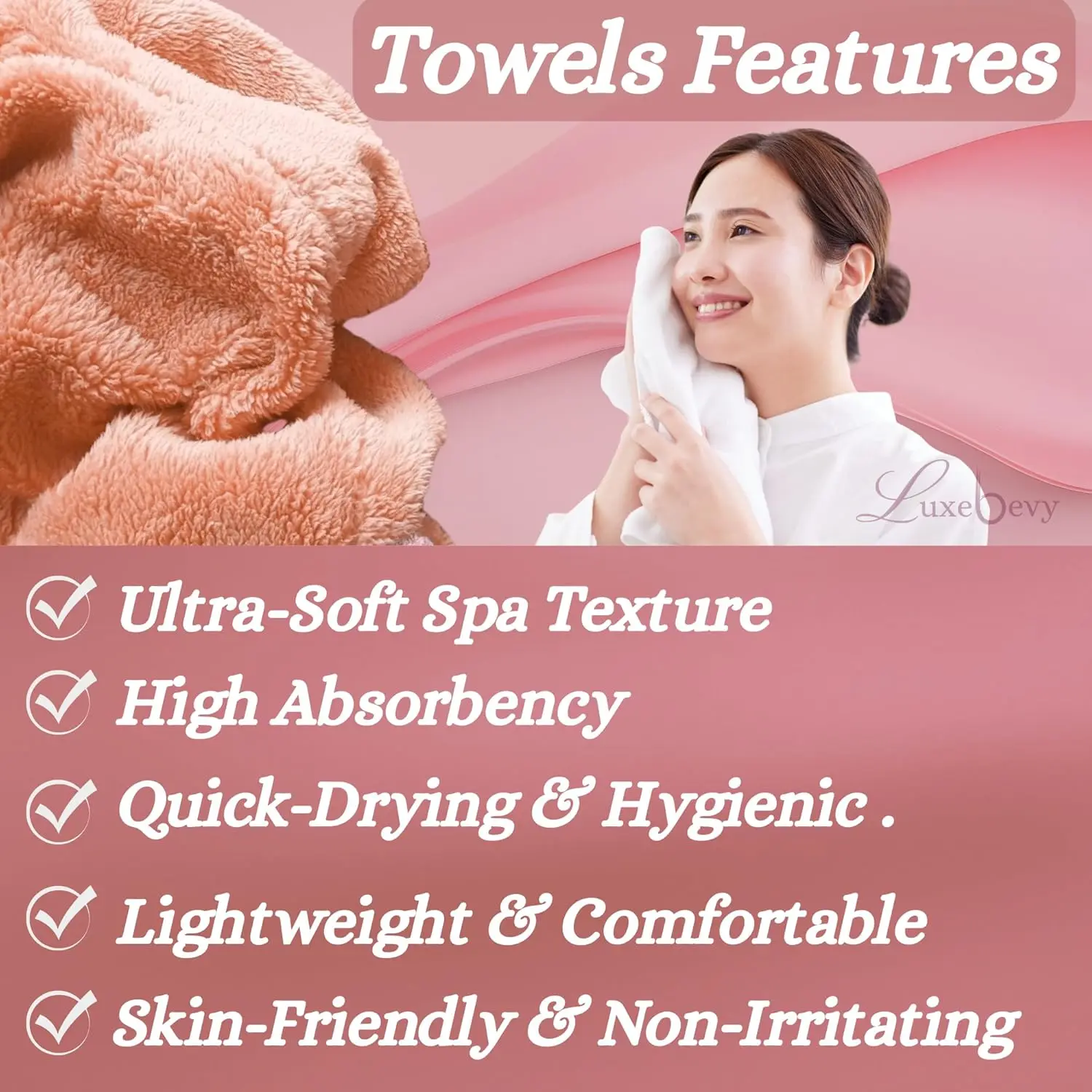 This 14-piece spa gift set for women includes a coral fleece towel wrap, hair towel, loofah, back scrubber, and makeup remover pads, perfect for a luxurious at-home spa experience.