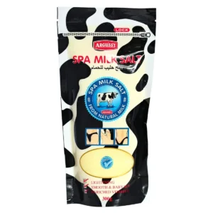 A 300g bag of Argussy spa milk salt, an organic bath salt suitable for all skin types and tones.