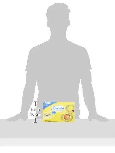 A box of SPLENDA No Calorie Sweetener with 1000 individual sachets, a sugar substitute that tastes like sugar, has no calories, and is ideal for the whole family.