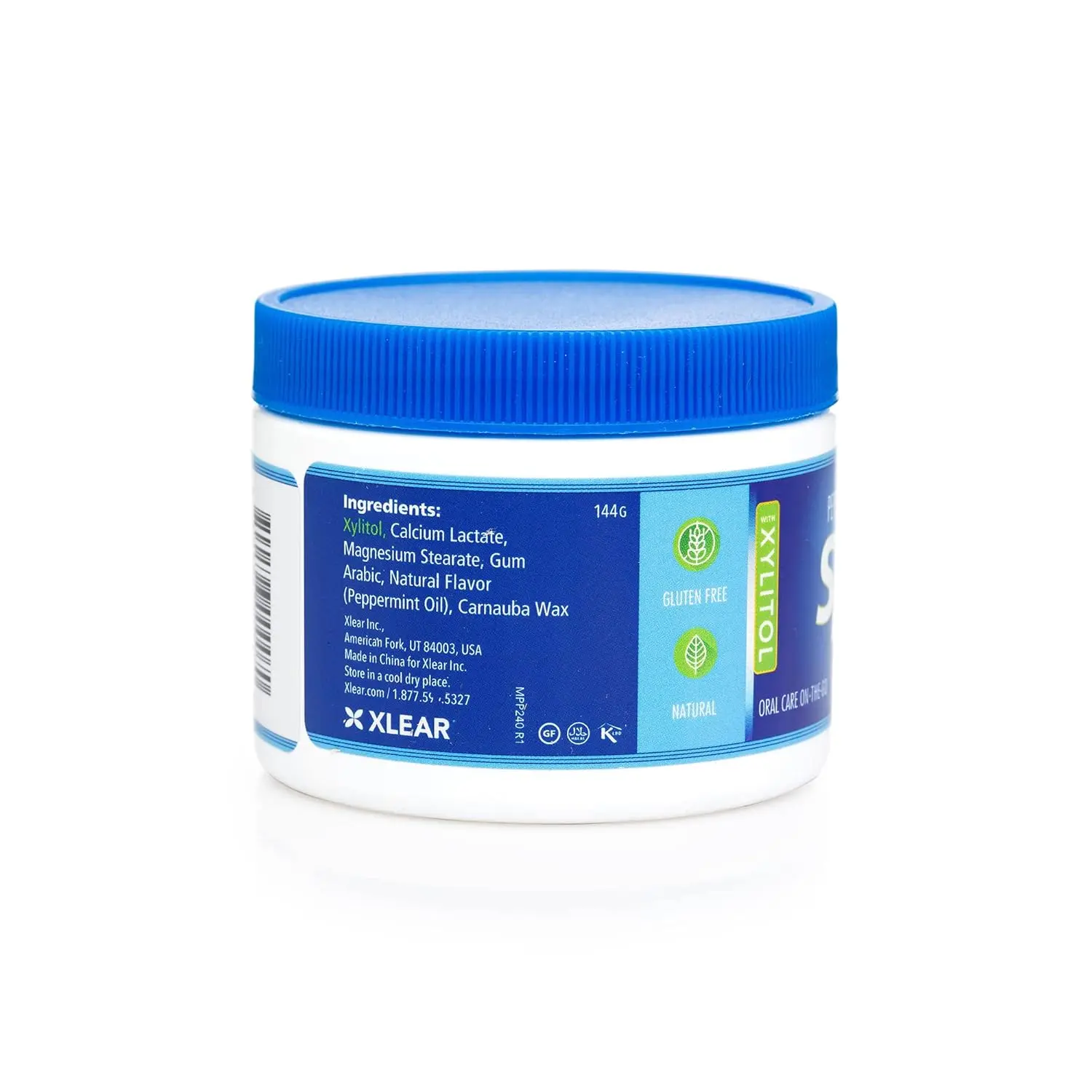 Four packs of Spry Xylitol peppermint breath mints that promote oral health, increase saliva production and stop bad breath, all in good packaging.