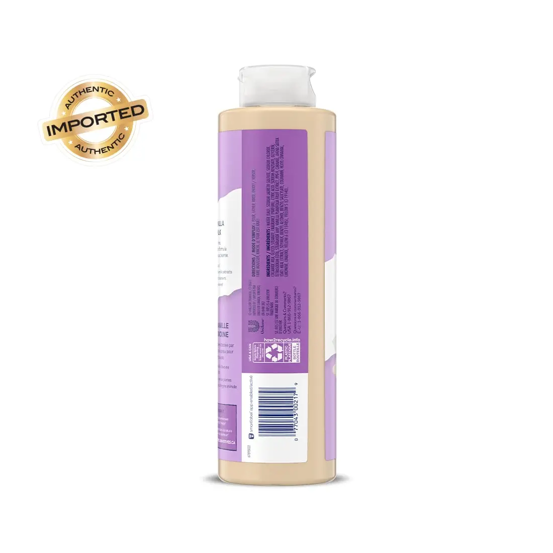 Bottle of St. Ives Vanilla & Oat Milk body wash, a paraben-free and dermatologist-tested cleanser made with plant-based cleansers and 100% natural extracts for glowing skin.