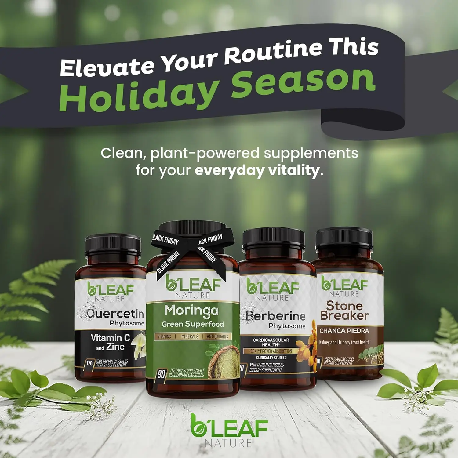 B'Leaf Nature's Stone Breaker Chanca Piedra supplement supports urinary tract health and kidney stone breaker function with a vegan, non-GMO formula.