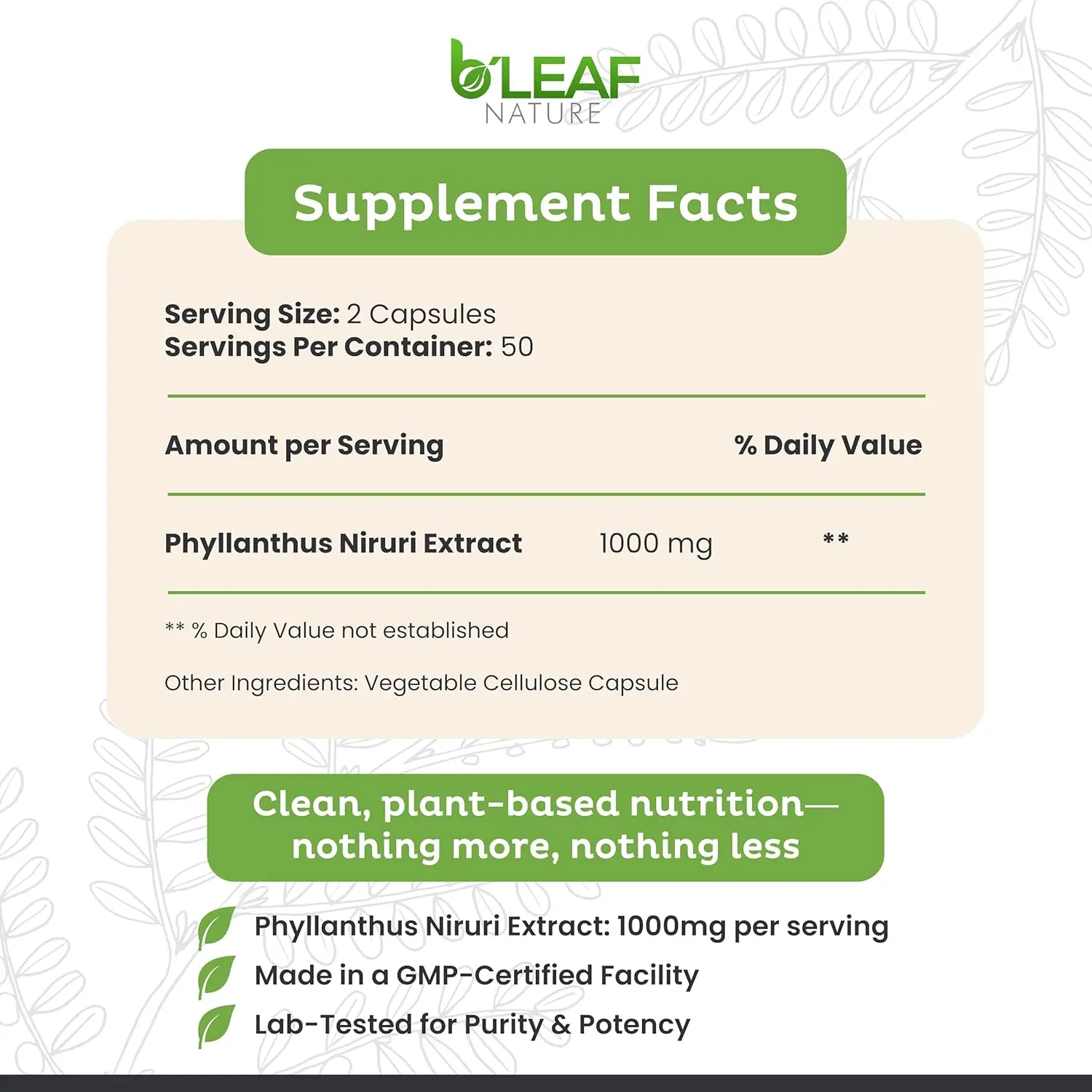 B'Leaf Nature's Stone Breaker Chanca Piedra supplement supports urinary tract health and kidney stone breaker function with a vegan, non-GMO formula.