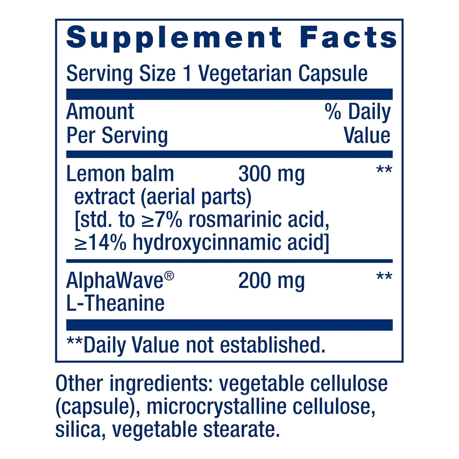This natural stress relief supplement contains L-theanine and lemon balm to promote relaxation, calm the mind, and support a healthy stress response.