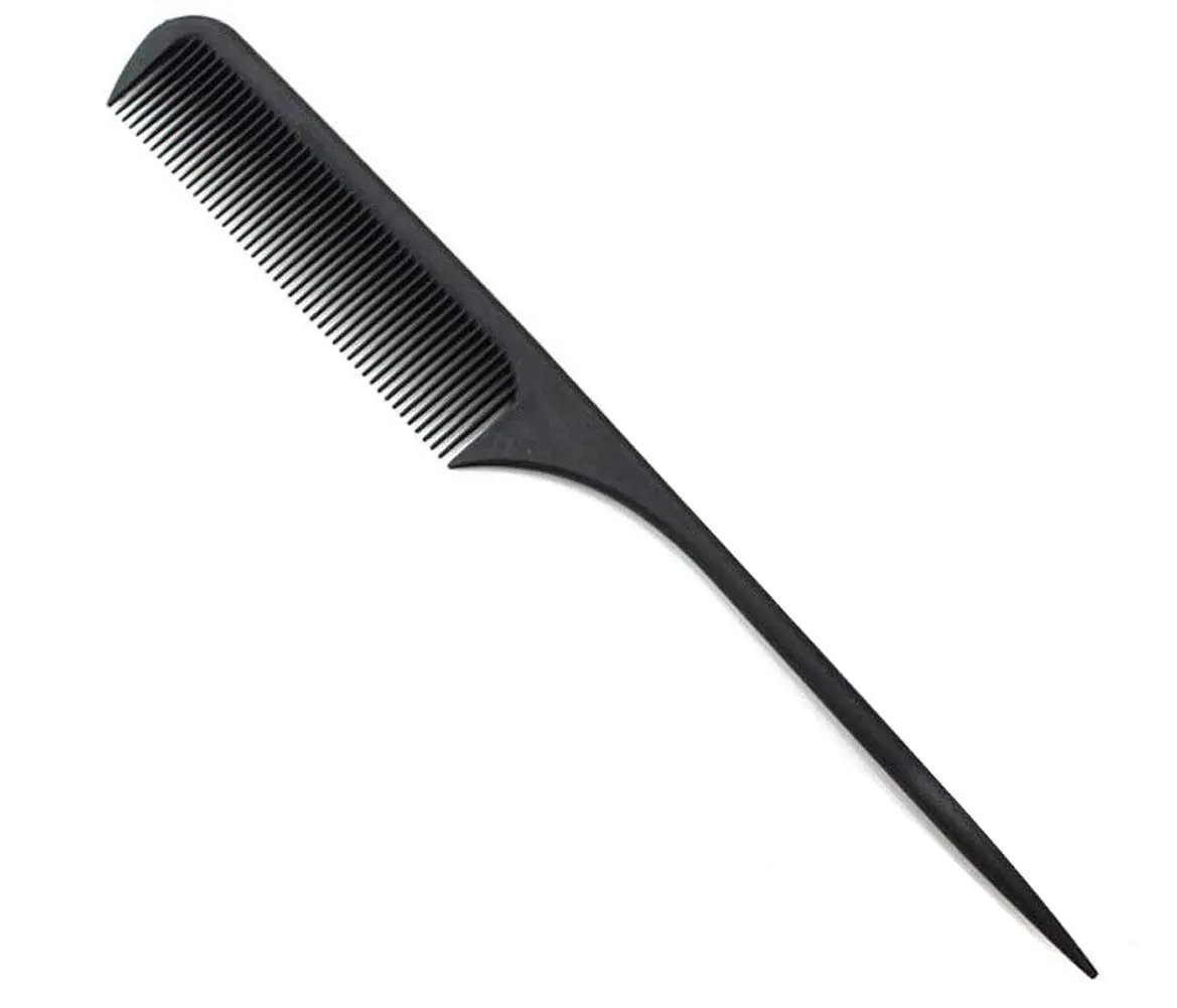 This durable, 9-inch black carbon hair styling comb is heat resistant and anti-static, perfect for creating up-dos and sectioning all hair types at home or in the salon.