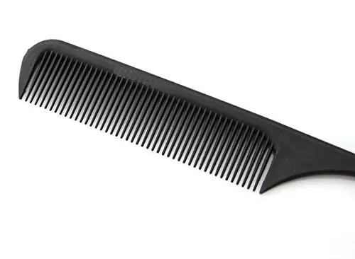 This durable, 9-inch black carbon hair styling comb is heat resistant and anti-static, perfect for creating up-dos and sectioning all hair types at home or in the salon.