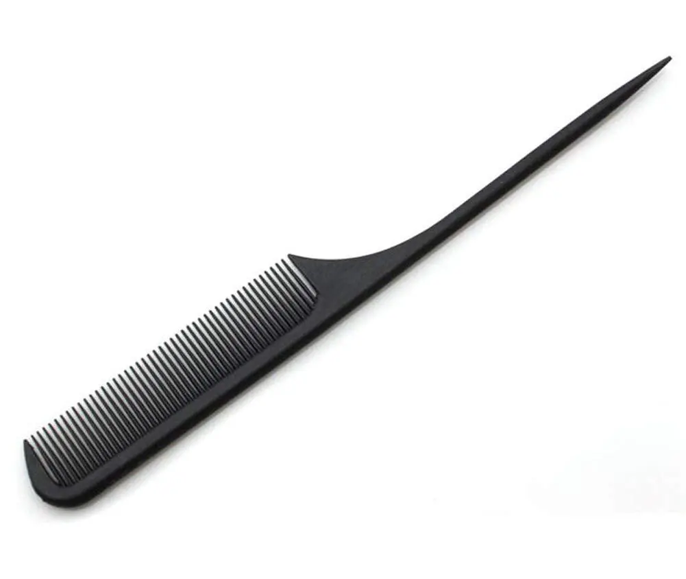 This durable, 9-inch black carbon hair styling comb is heat resistant and anti-static, perfect for creating up-dos and sectioning all hair types at home or in the salon.