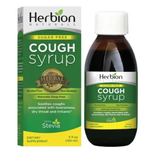 Herbion Naturals sugar-free cough syrup provides relief from cough and sore throat while promoting healthy lung function with wholesome ingredients.