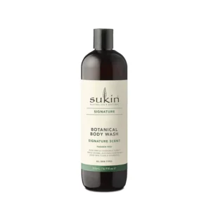 Sukin Botanical Body Wash 500ml bottle with signature scent, formulated without synthetic fragrances, parabens, or artificial colors for a gentle and natural cleansing experience.