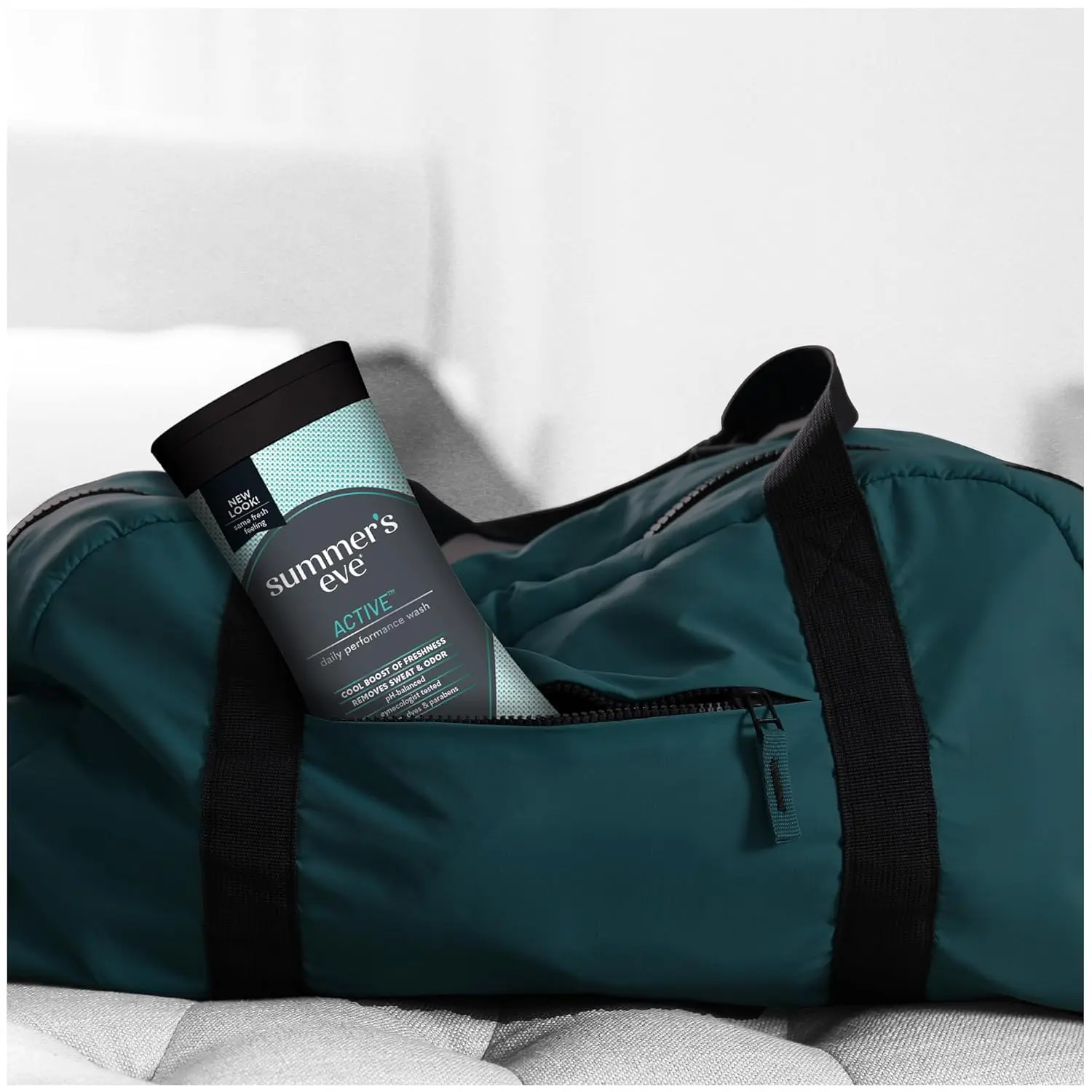 Summer's Eve Active feminine cleansing wash provides a cooling, refreshing clean, removing odor and sweat with a pH-balanced, hypoallergenic formula.