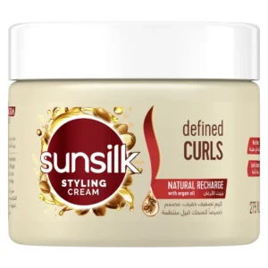 Sunsilk curl cream blended with argan oil for bouncy, defined, non-greasy curls with added volume.