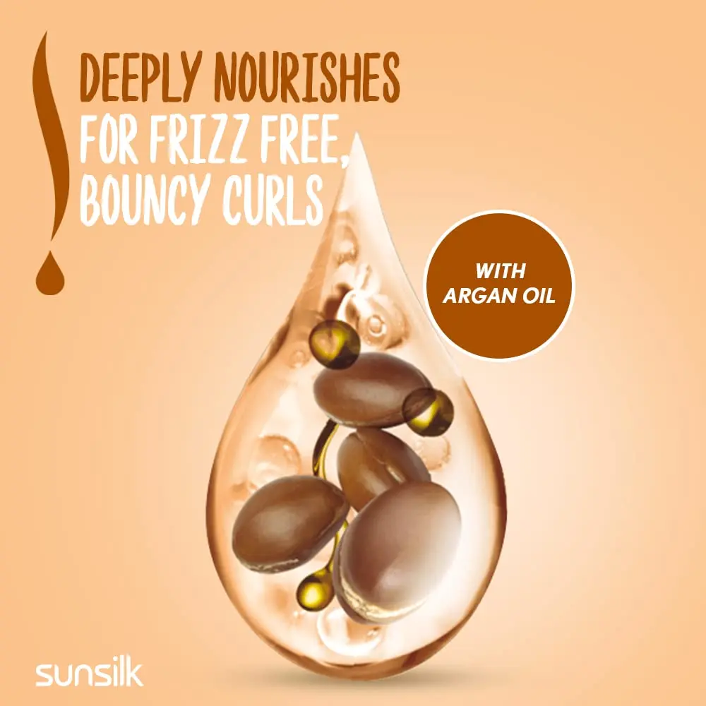 Sunsilk curl cream blended with argan oil for bouncy, defined, non-greasy curls with added volume.