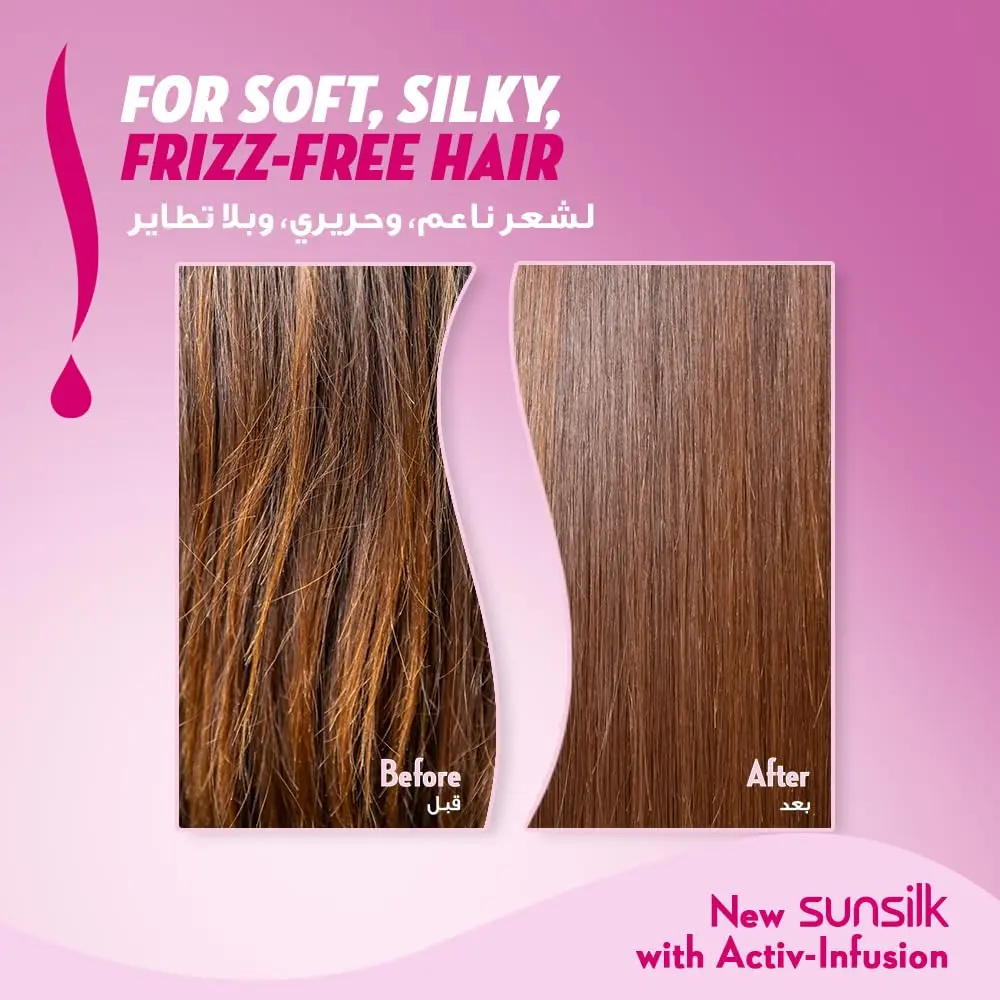 Sunsilk Strength & Shine shampoo and conditioner set nourishes and protects hair, leaving it strong, silky, and resilient.