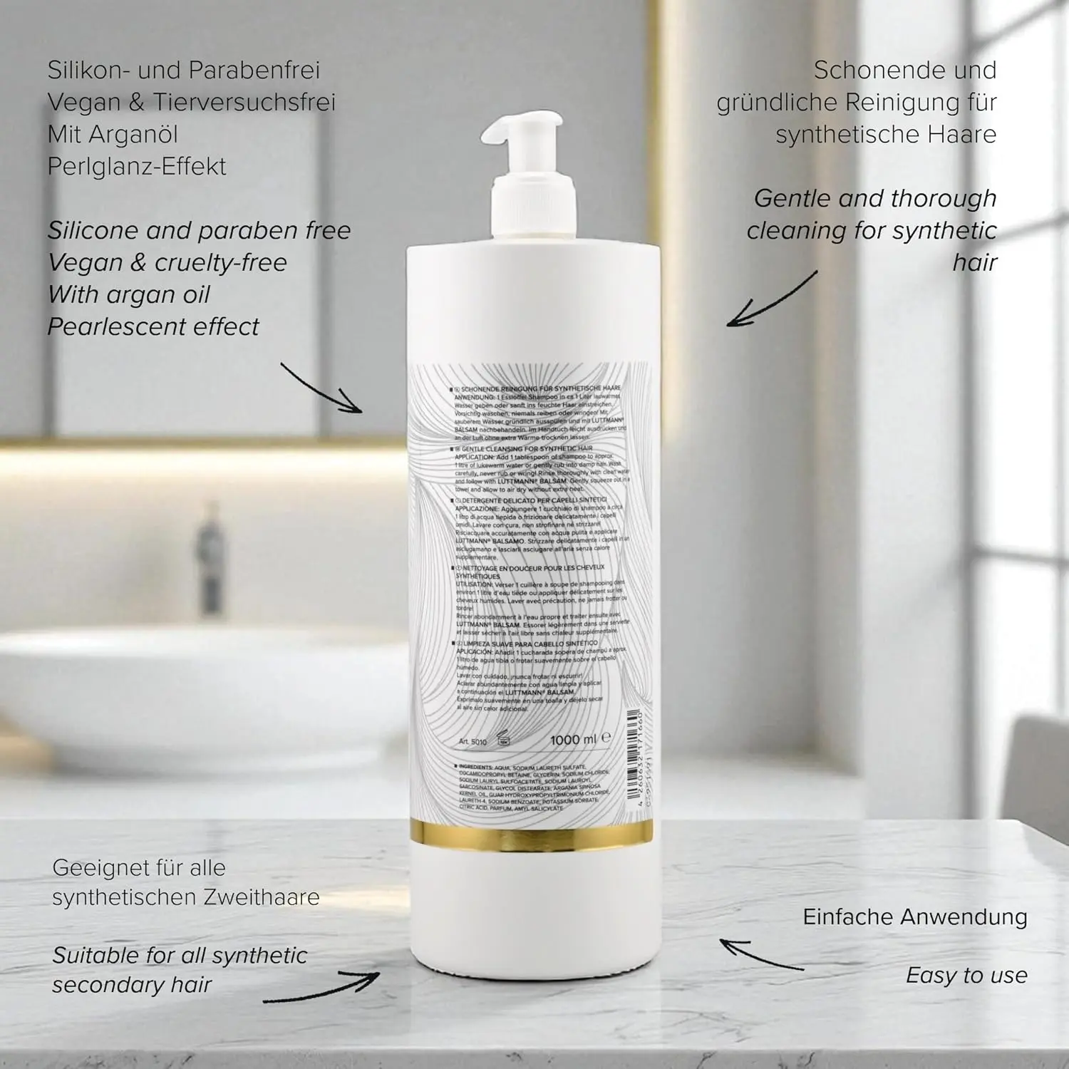 This synthetic wig care set includes shampoo and balm, enriched with argan oil, to gently cleanse, nourish, and revitalize synthetic hair for a vibrant and healthy look.